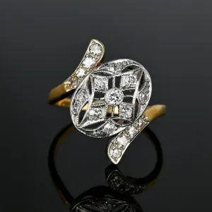 Antique 14K Gold Filigree Art Deco Diamond Ring