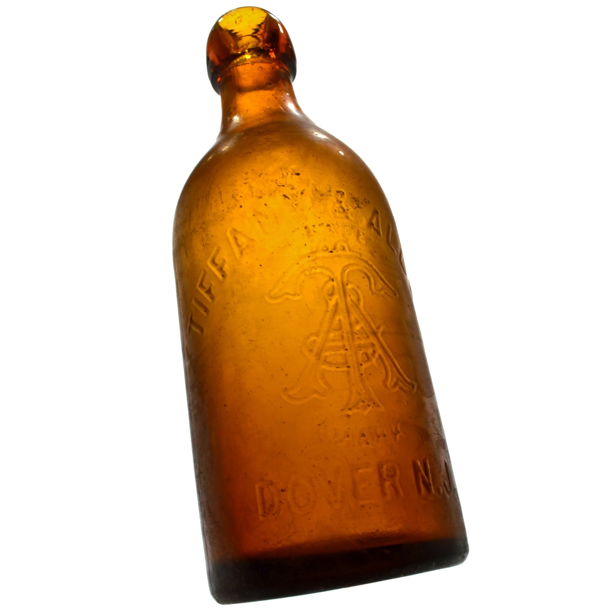 Vintage Yellow-Amber Tiffany & Allen Golden Lager Blob Beer Bottle - Dover, NJ Collectible