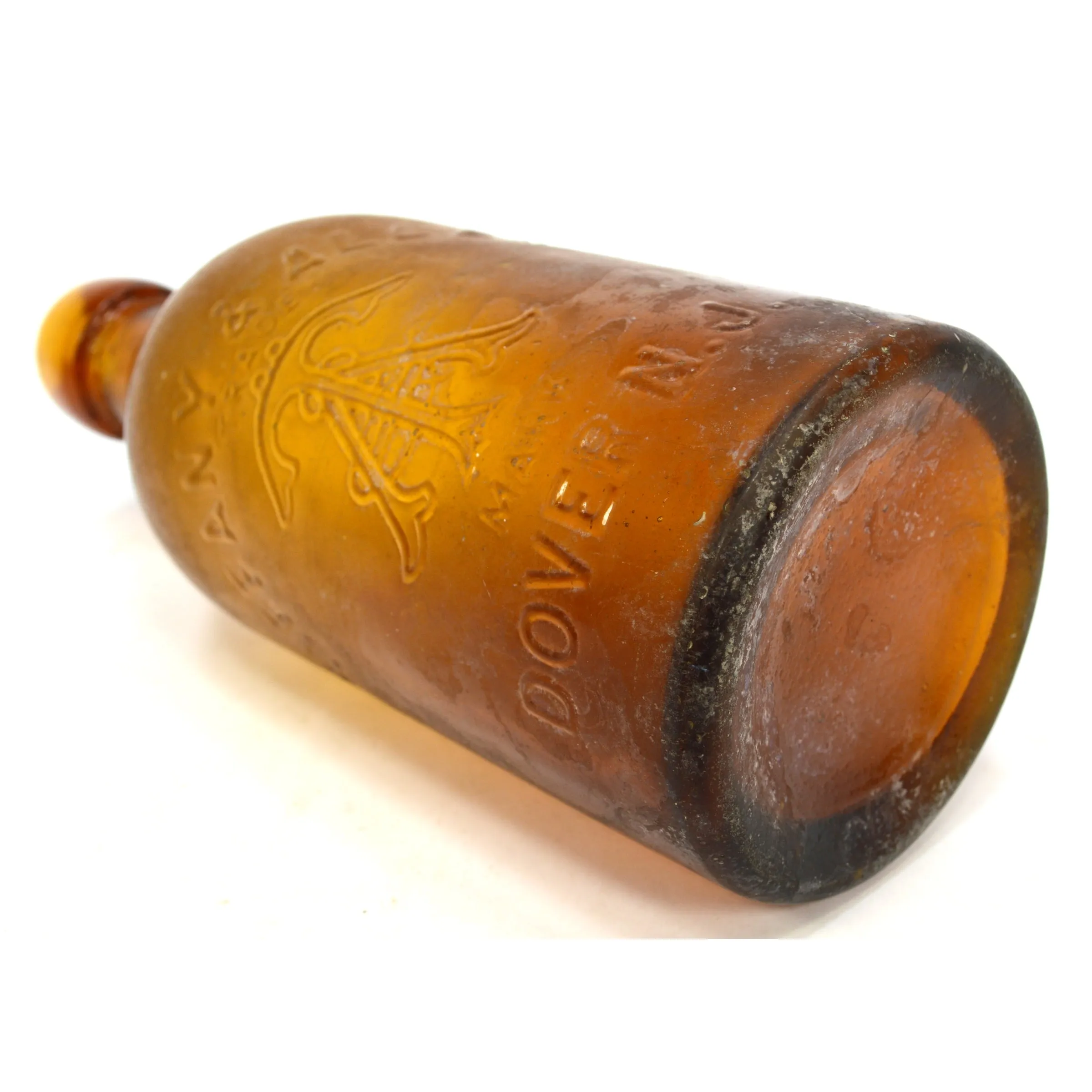 Vintage Yellow-Amber Tiffany & Allen Golden Lager Blob Beer Bottle - Dover, NJ Collectible