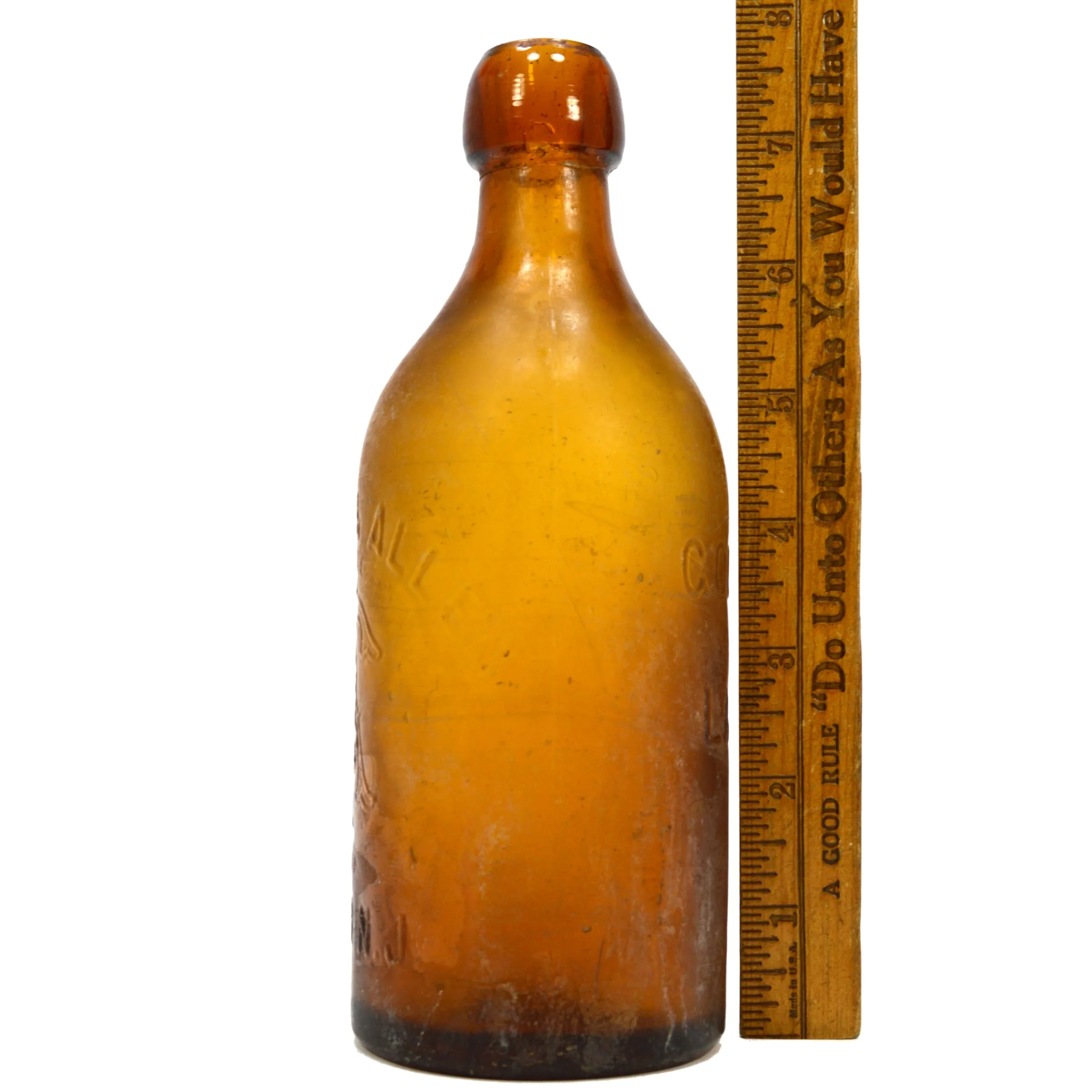 Vintage Yellow-Amber Tiffany & Allen Golden Lager Blob Beer Bottle - Dover, NJ Collectible