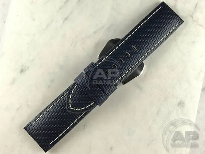 AP Bands 100% Genuine Blue Carbon Fiber Strap For Panerai Watches 44mm