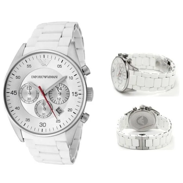 AR5859 White Sports Chronograph Men's Steel Watch