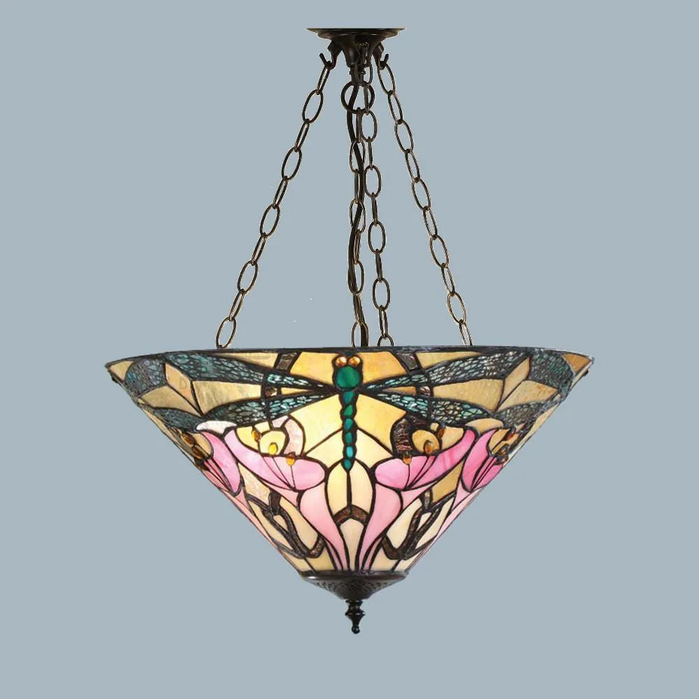 Ashton 40cm Inverted Tiffany Ceiling Light - Adjustable Chain