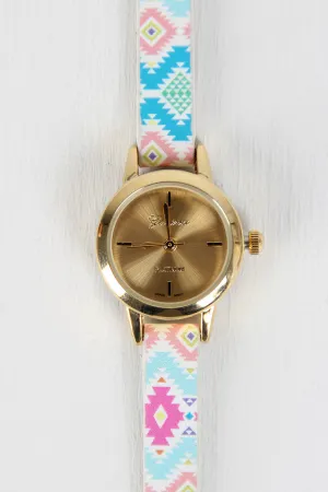 Aztec Pattern Skinny Watch