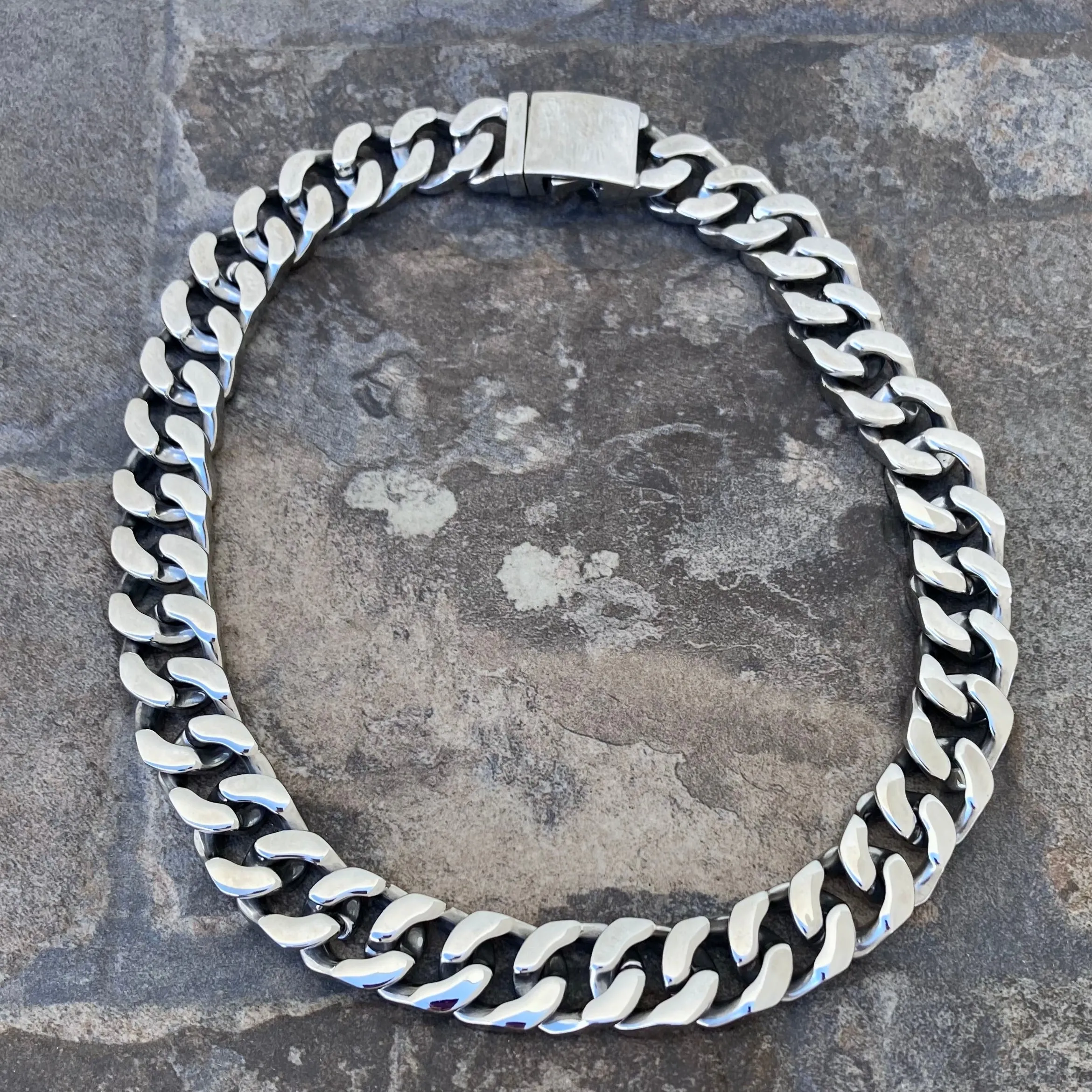 Bagger Necklace - "EASY BIKER" - Polished Cuban Link - 3/4 Inch wide CEB1