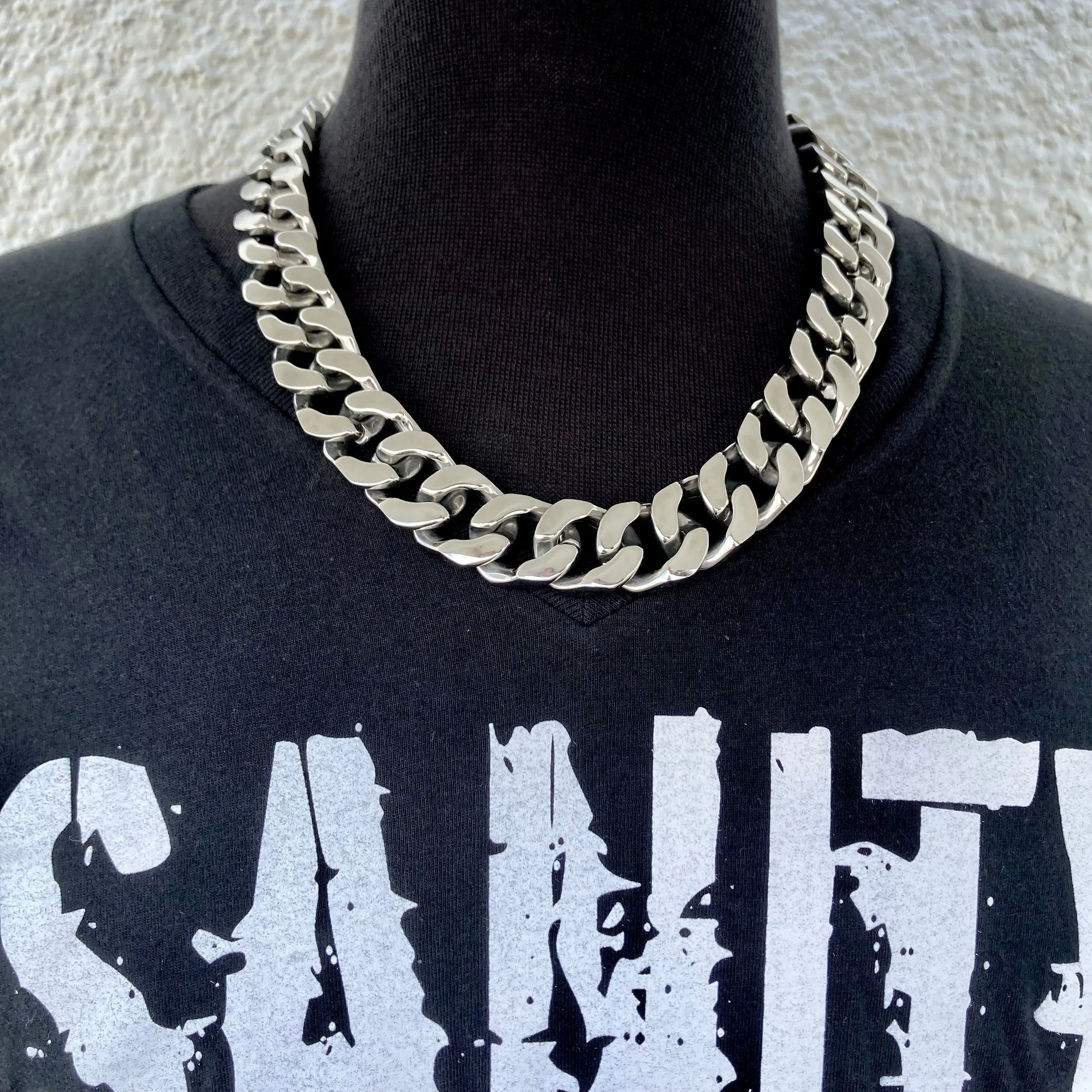 Bagger Necklace - "EASY BIKER" - Polished Cuban Link - 3/4 Inch wide CEB1