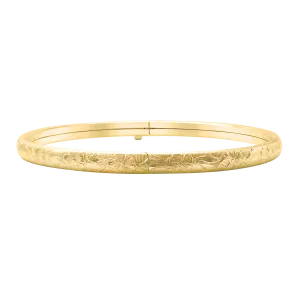 Bangle Bracelet with Floral Design in Gold Filled