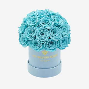 Basic Light Blue Suede Superdome Box | Turquoise Roses