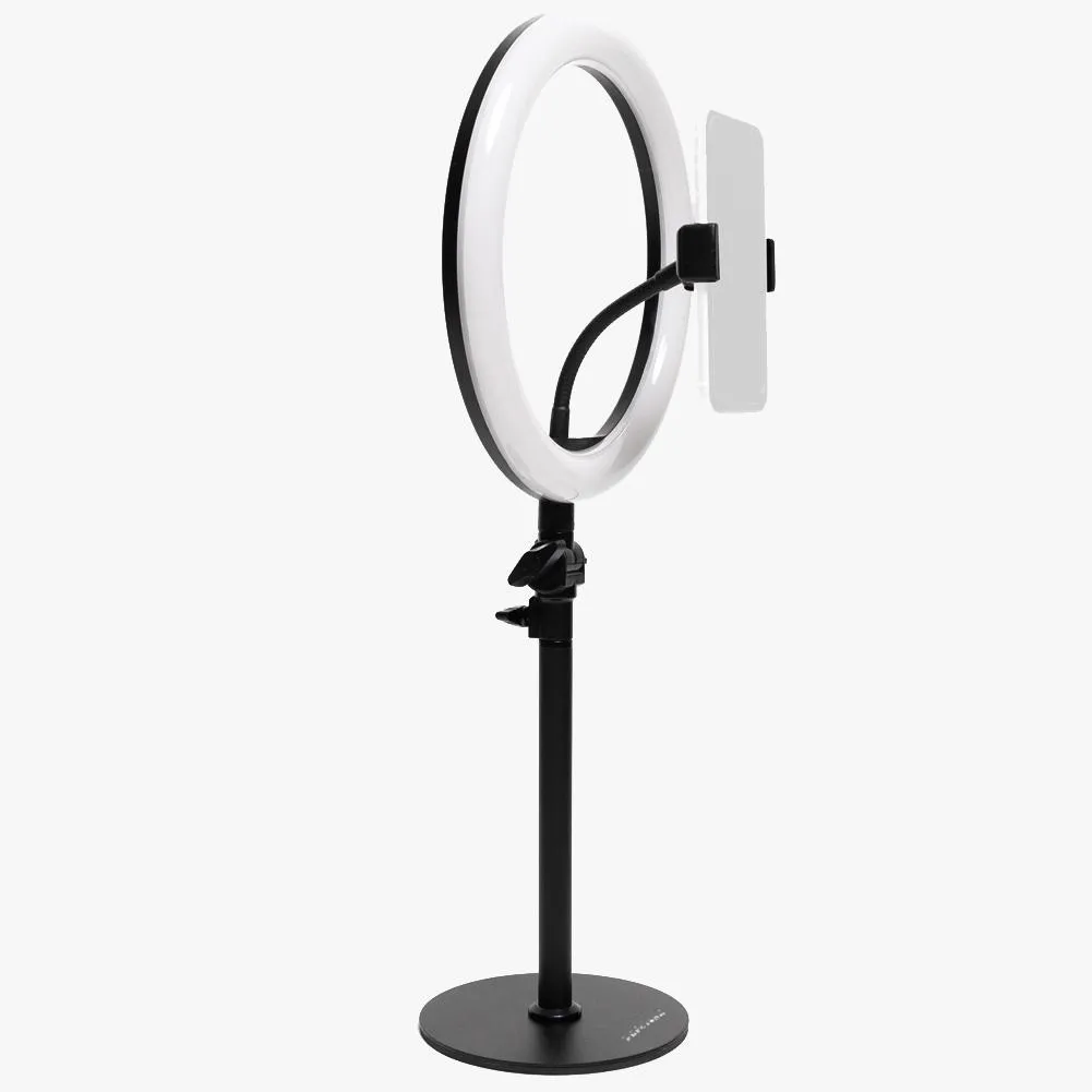 Black 10" Ring Light LED Desk Portable Zoom - Opaluxe