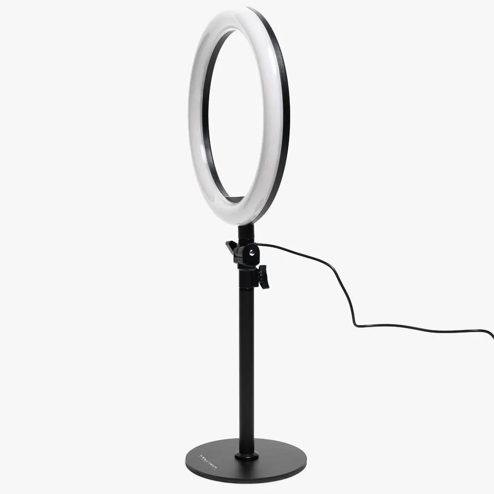 Black 10" Ring Light LED Desk Portable Zoom - Opaluxe