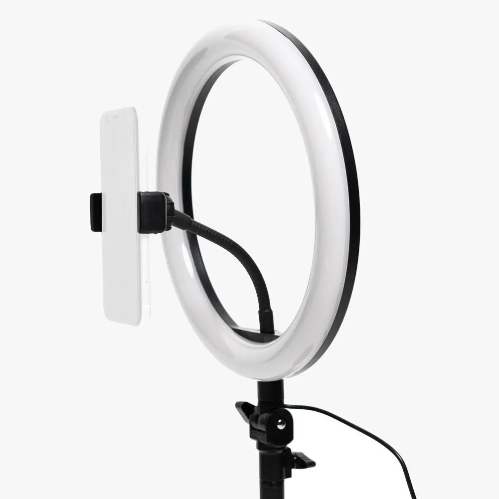 Black 10" Ring Light LED Desk Portable Zoom - Opaluxe