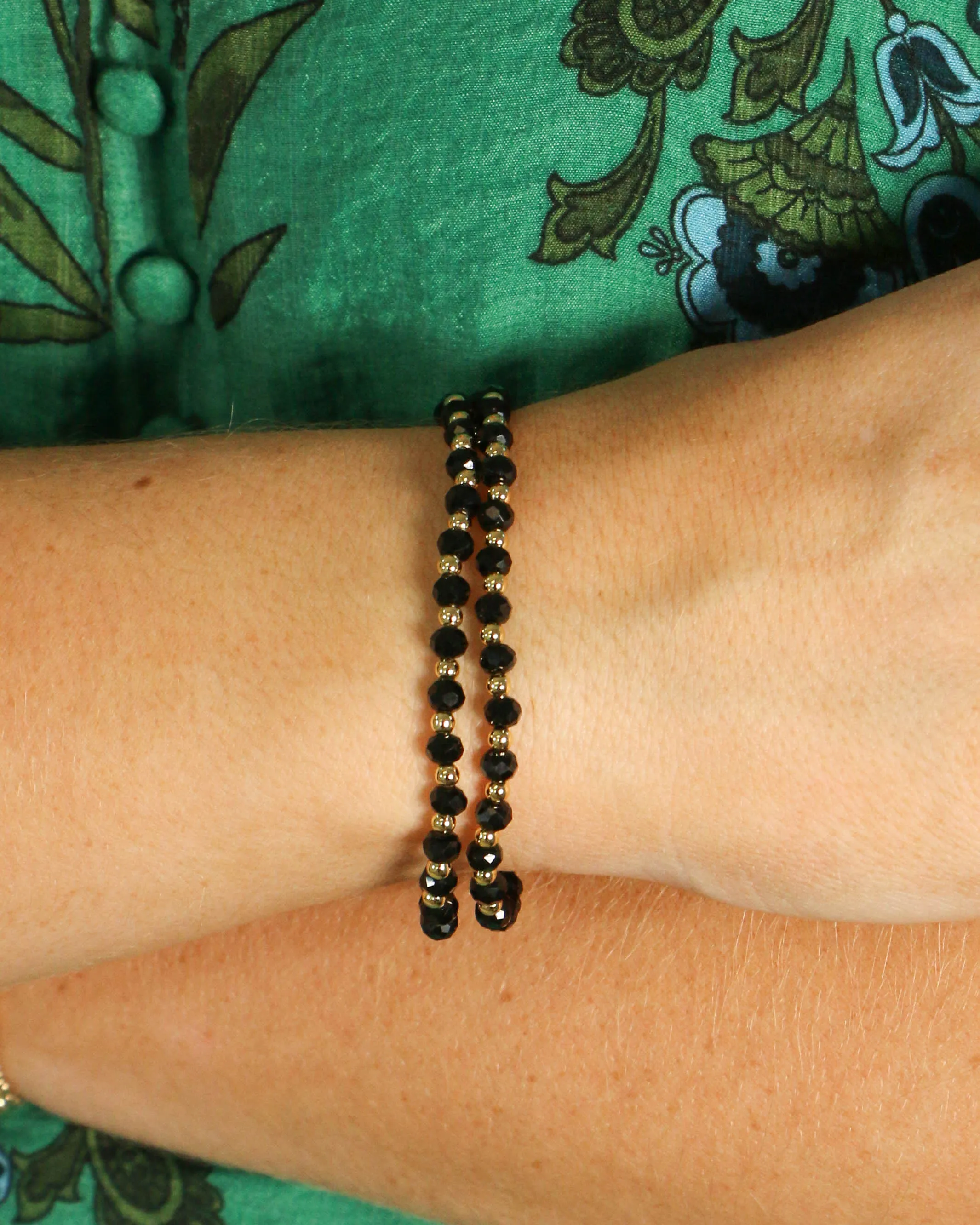 Black & Gold Small Set of 2 Beaded Bracelets