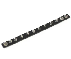 Black Leather Bracelet w/ 1 Row of Silver Tree Spikes