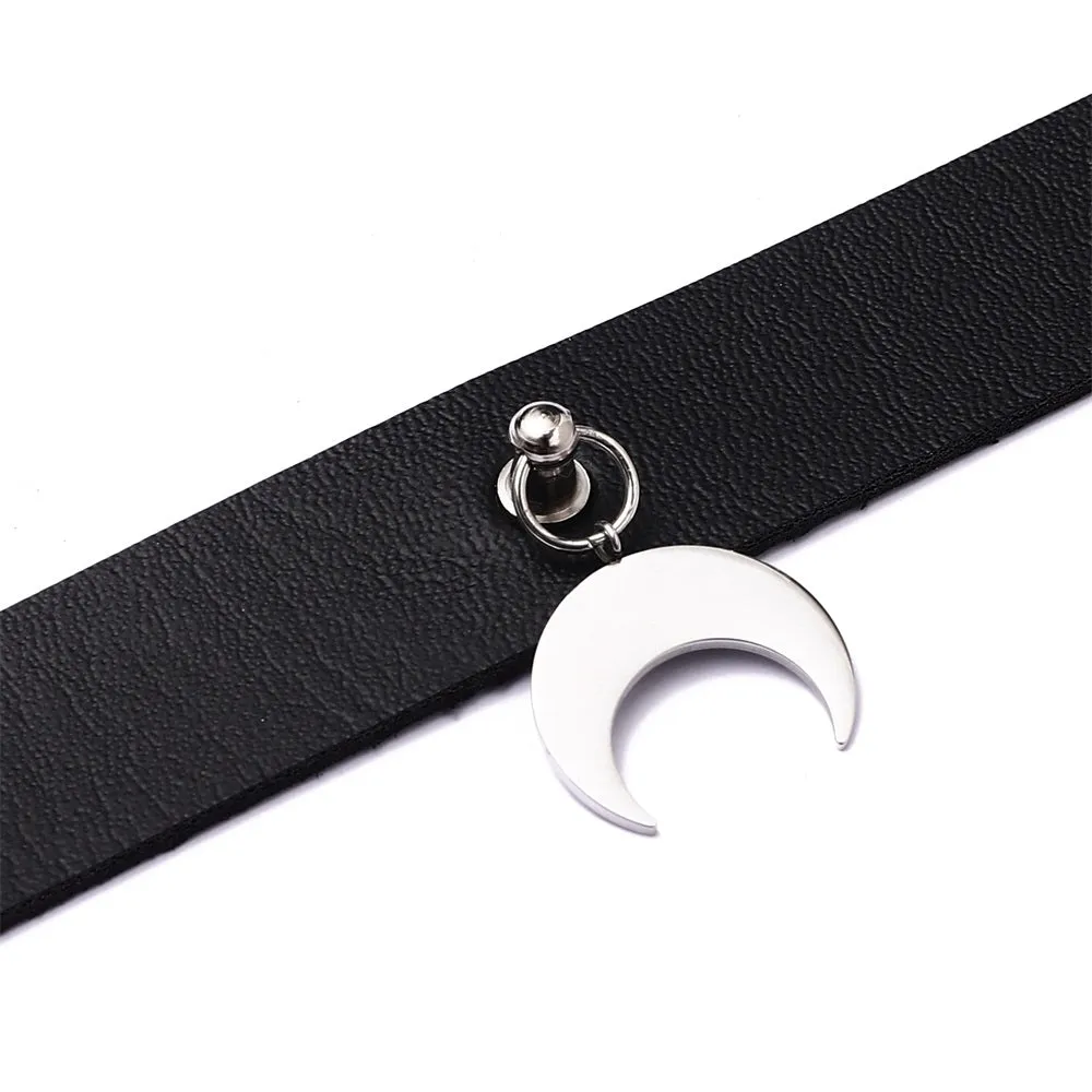 Black PU Leather Luna Choker