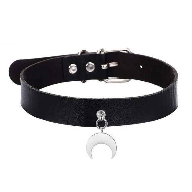 Black PU Leather Luna Choker