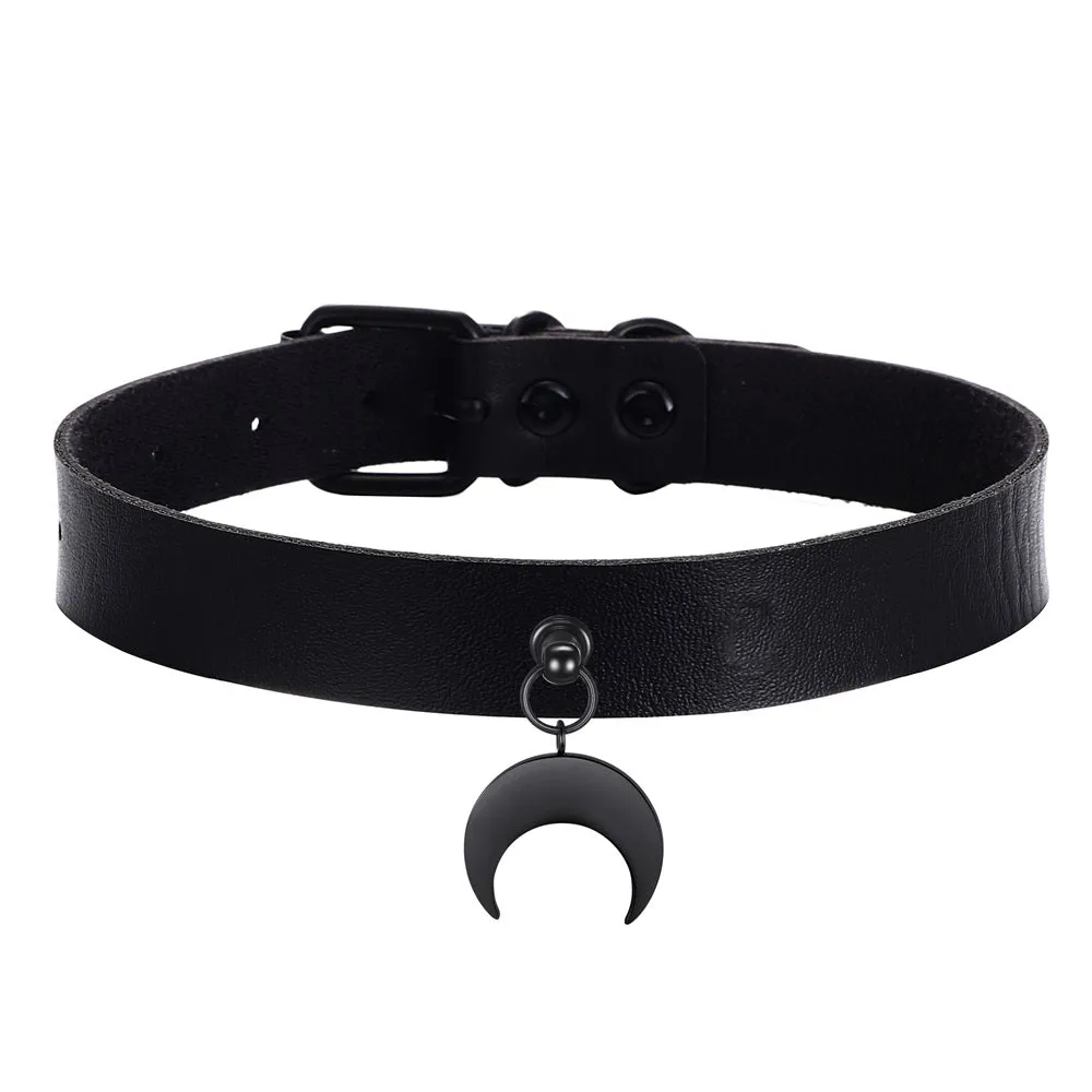 Black PU Leather Luna Choker