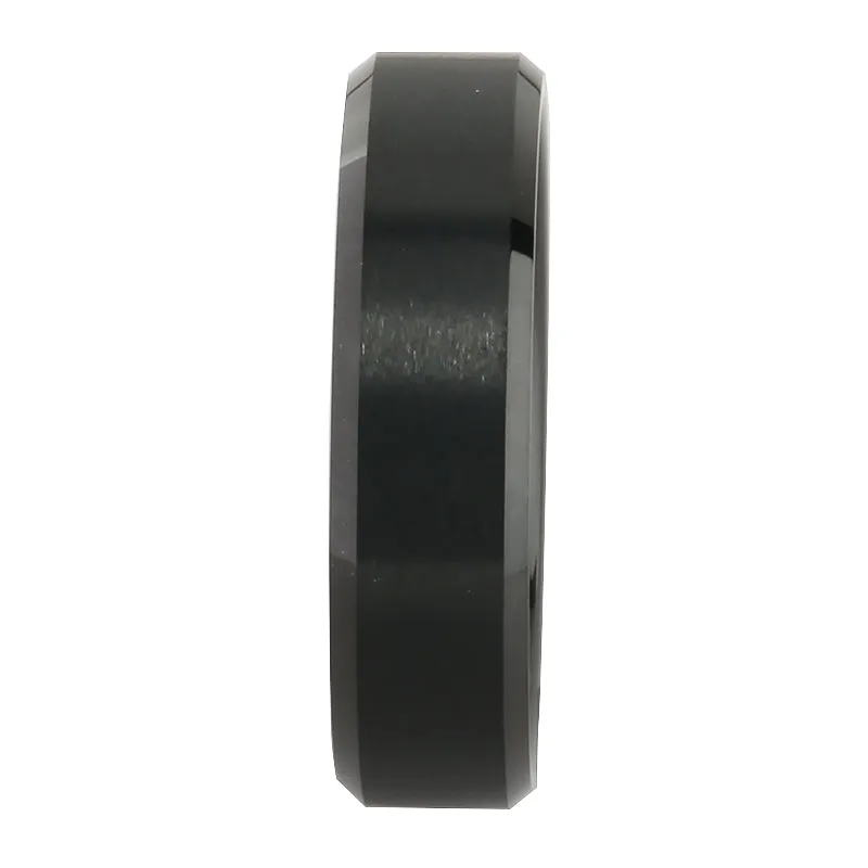 Black Tungsten Beveled Edge Wedding Ring 6mm