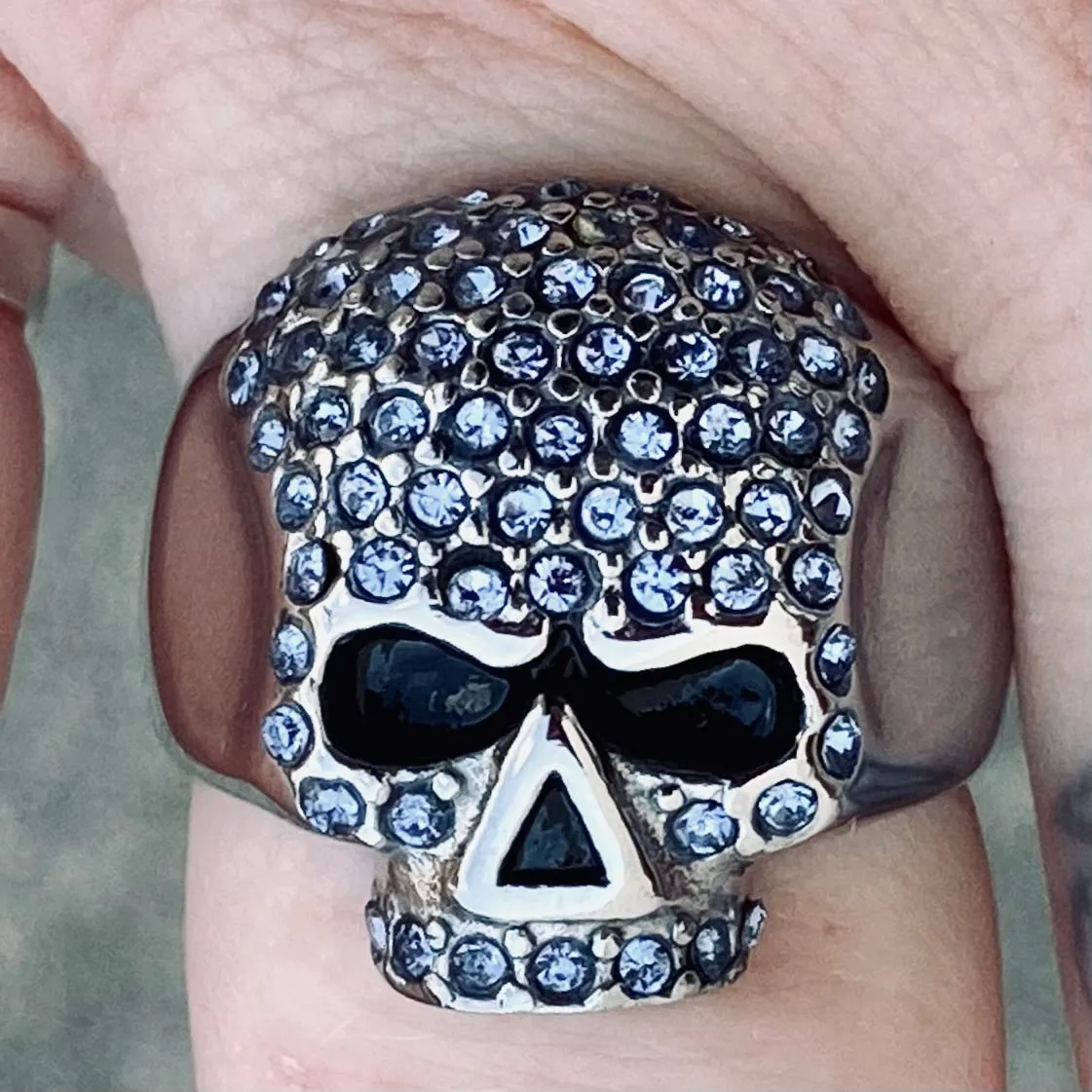 Bling Skull Ring - Blue - SLC90 CLEARANCE