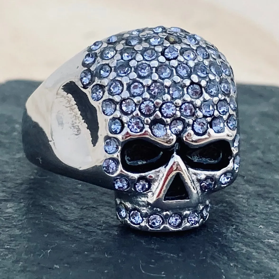 Bling Skull Ring - Blue - SLC90 CLEARANCE