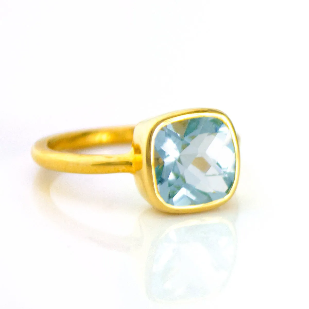 Blue Topaz Cushion Ring: December Birthstone