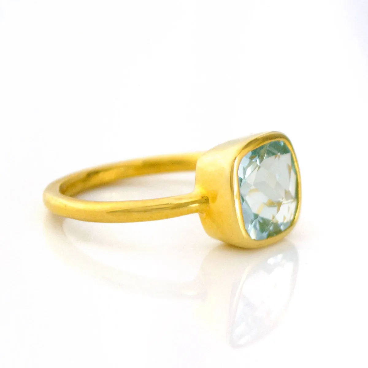 Blue Topaz Cushion Ring: December Birthstone