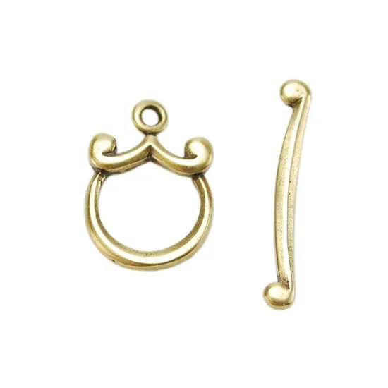 Bronze Plate Toggle Clasp - Mini Curl 16mm x 21mm