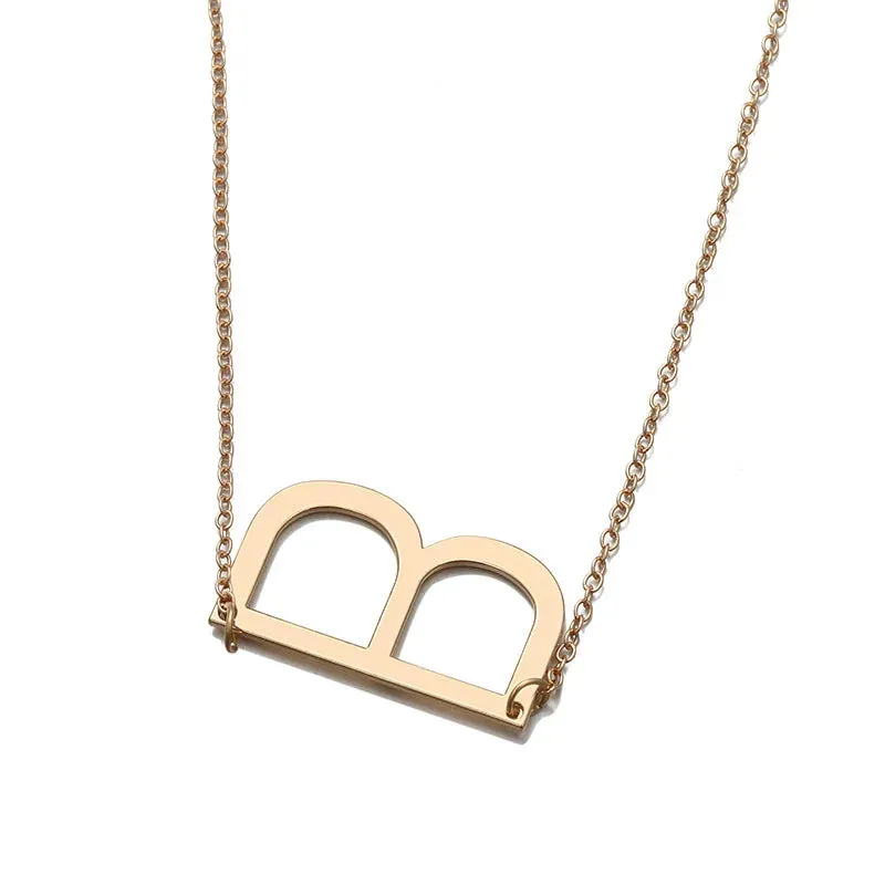 Chain Gold Color Letter Alphabet Pendant Colar For Women Minimalism Jewelry Wholesale Necklace