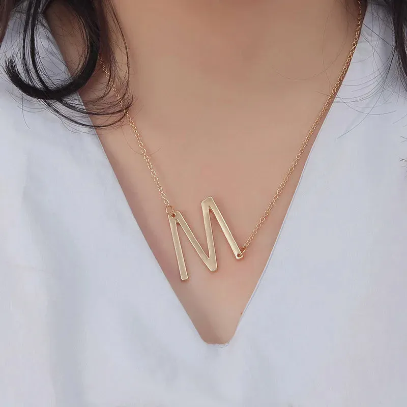 Chain Gold Color Letter Alphabet Pendant Colar For Women Minimalism Jewelry Wholesale Necklace