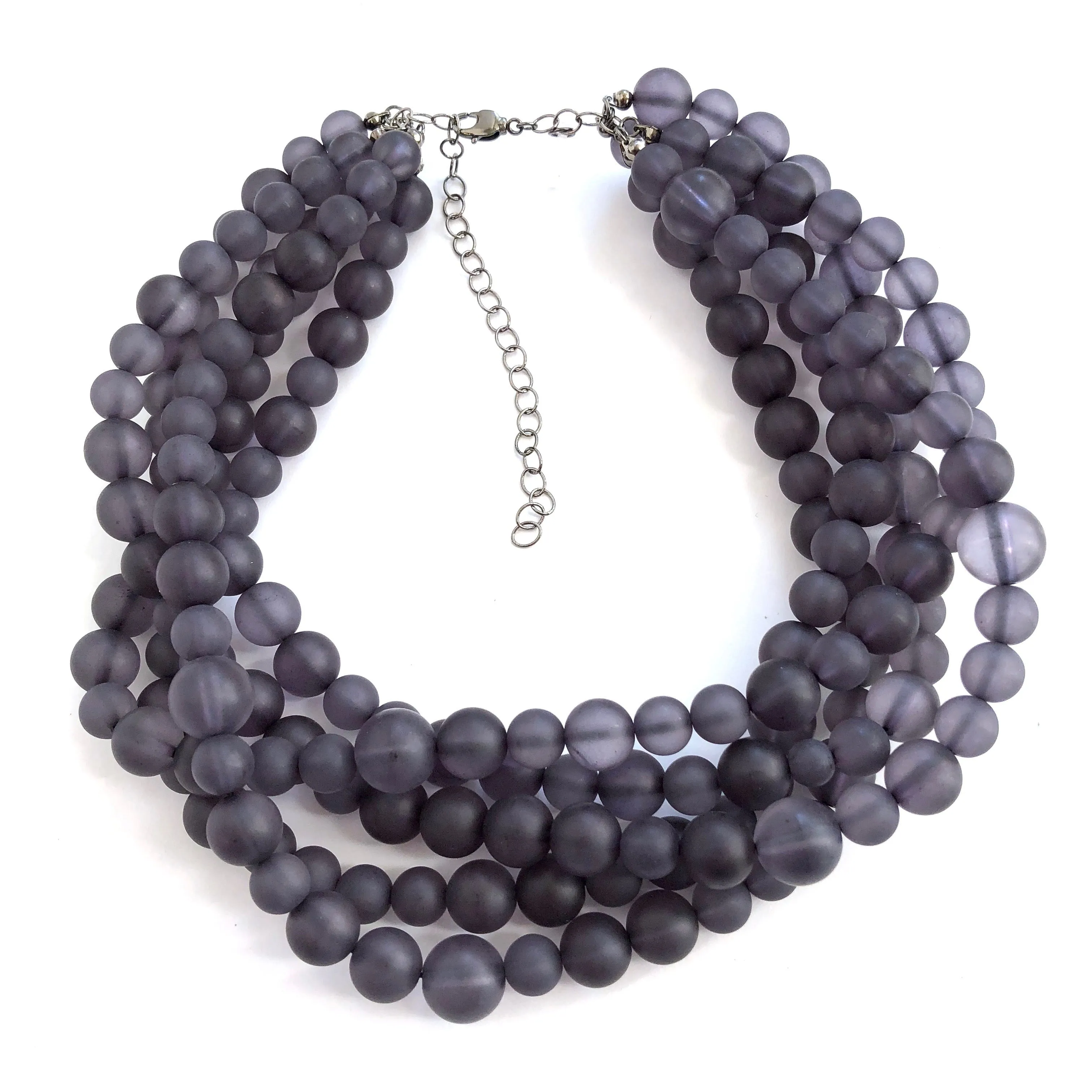 Charcoal Grey Frosted Lucite Beaded Sylvie Statement Necklace