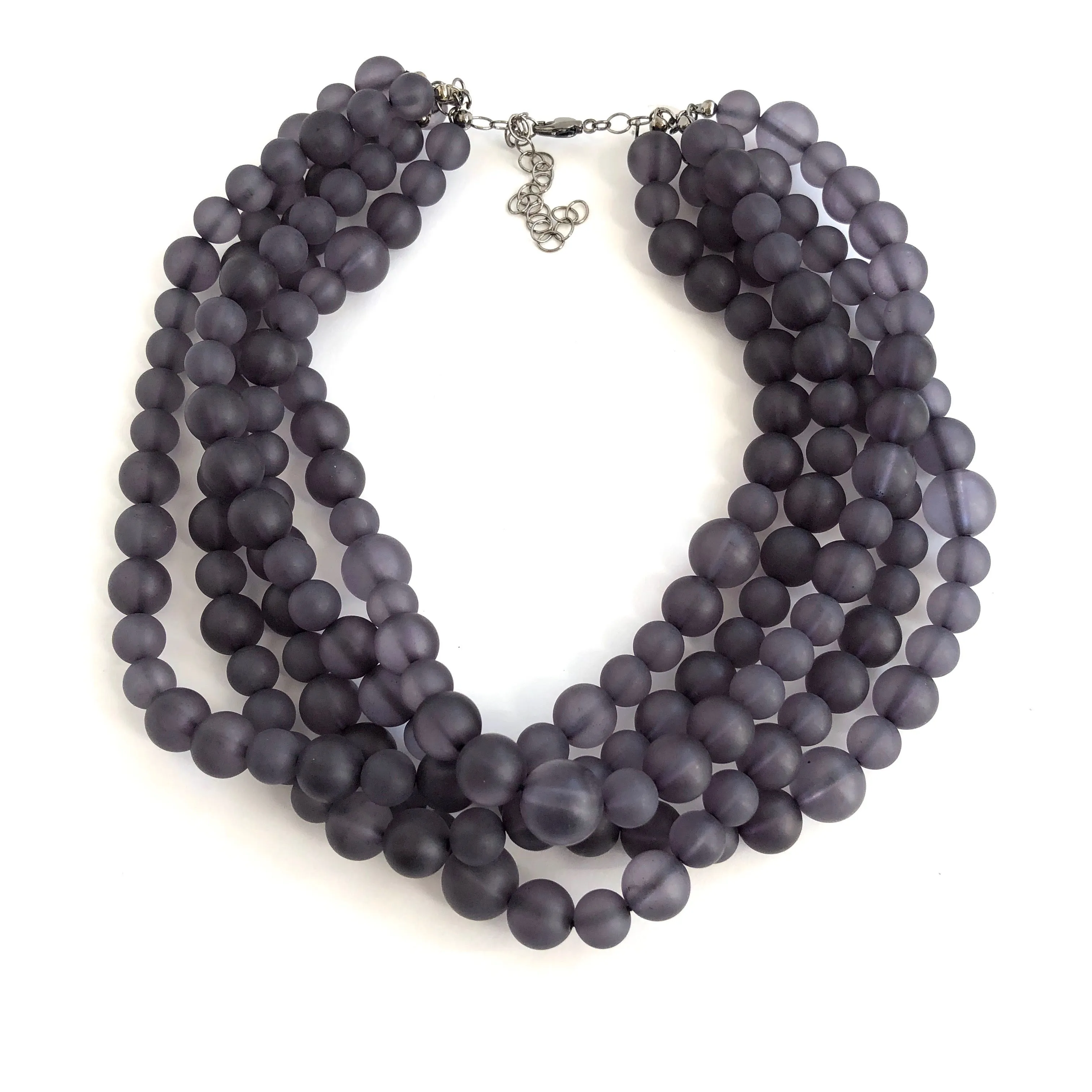 Charcoal Grey Frosted Lucite Beaded Sylvie Statement Necklace