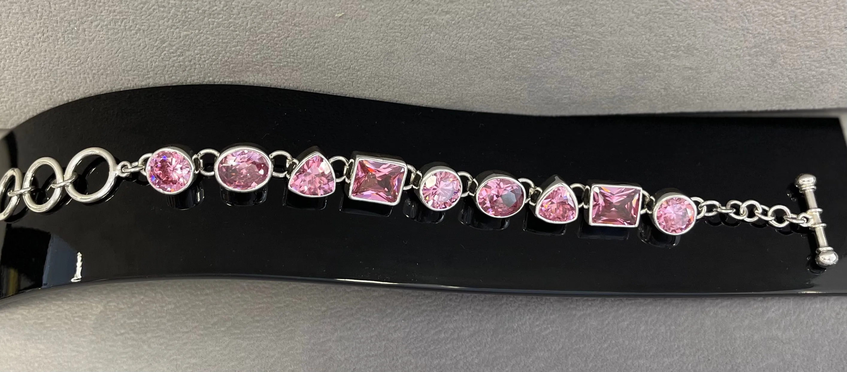 Charles Albert Silver - Pink CZ Bracelet