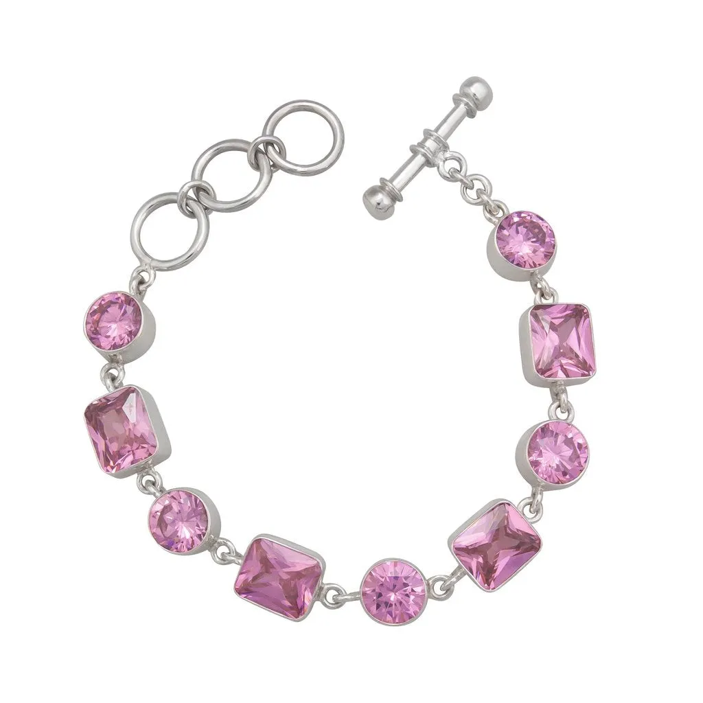 Charles Albert Silver - Pink CZ Bracelet