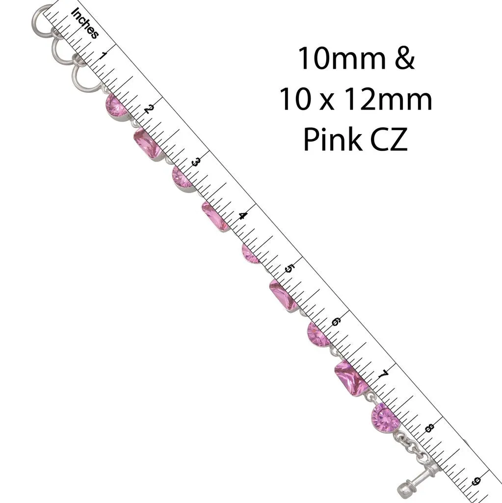 Charles Albert Silver - Pink CZ Bracelet