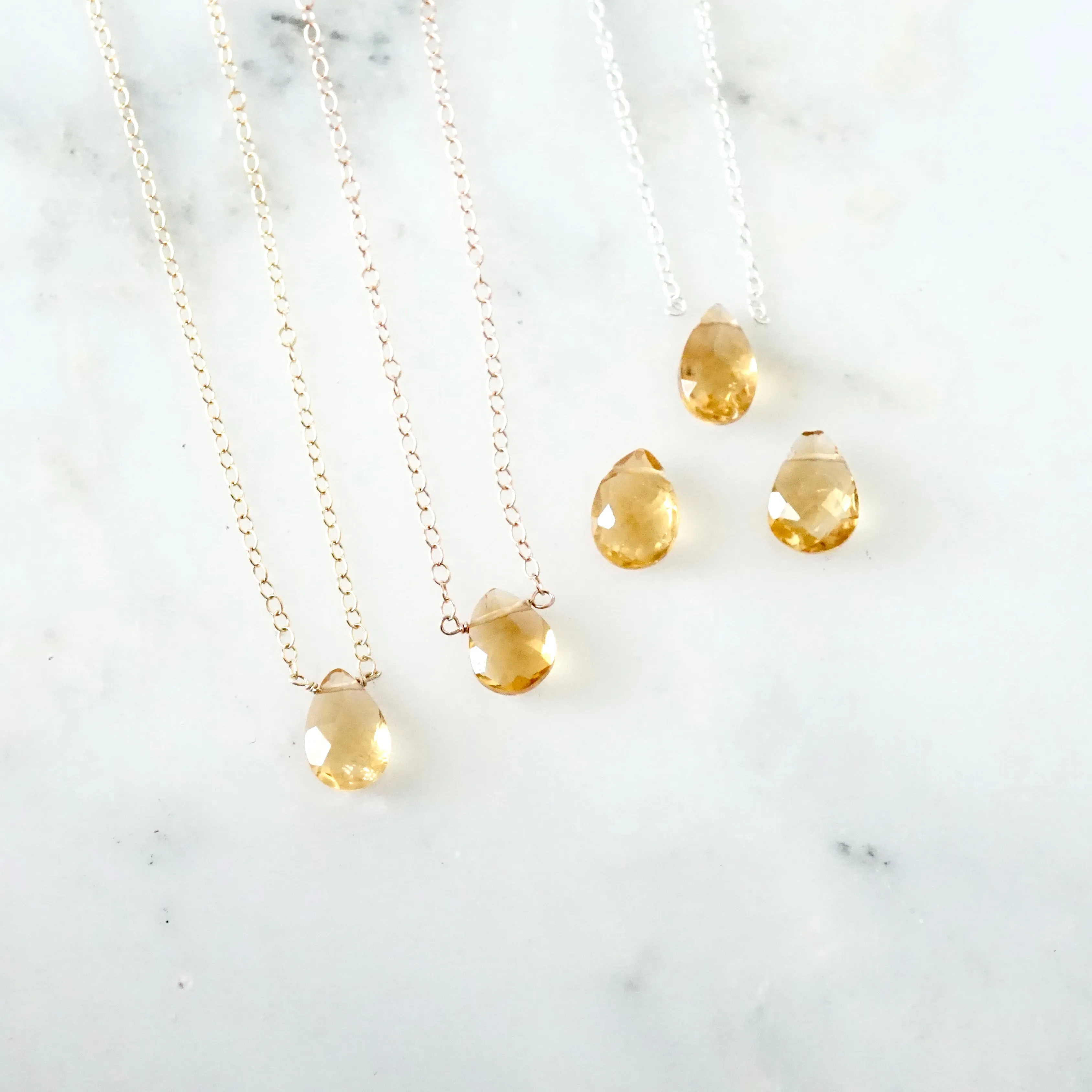 Citrine Stone Necklace - November Birthstone Necklace - Yellow Citrine Necklace