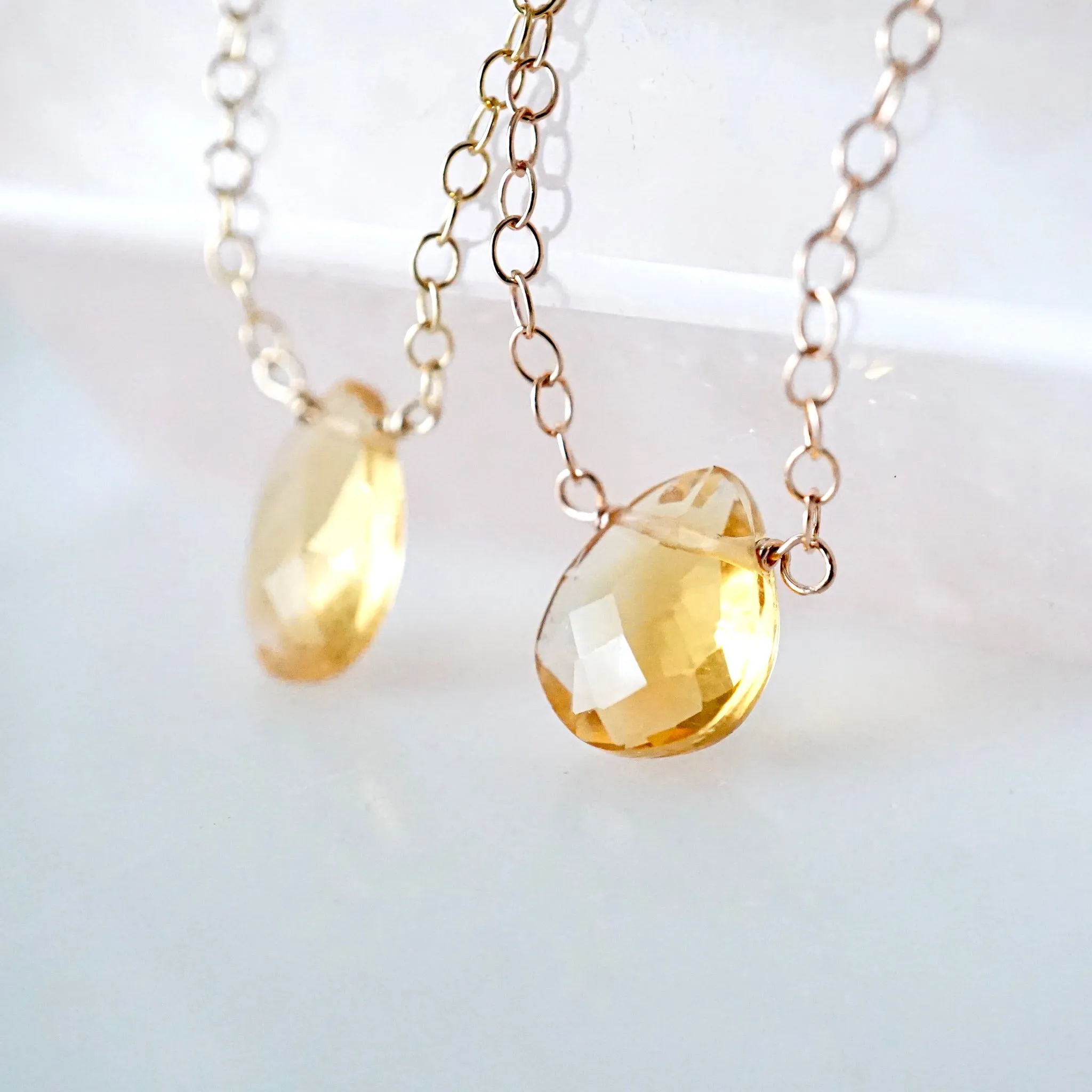 Citrine Stone Necklace - November Birthstone Necklace - Yellow Citrine Necklace