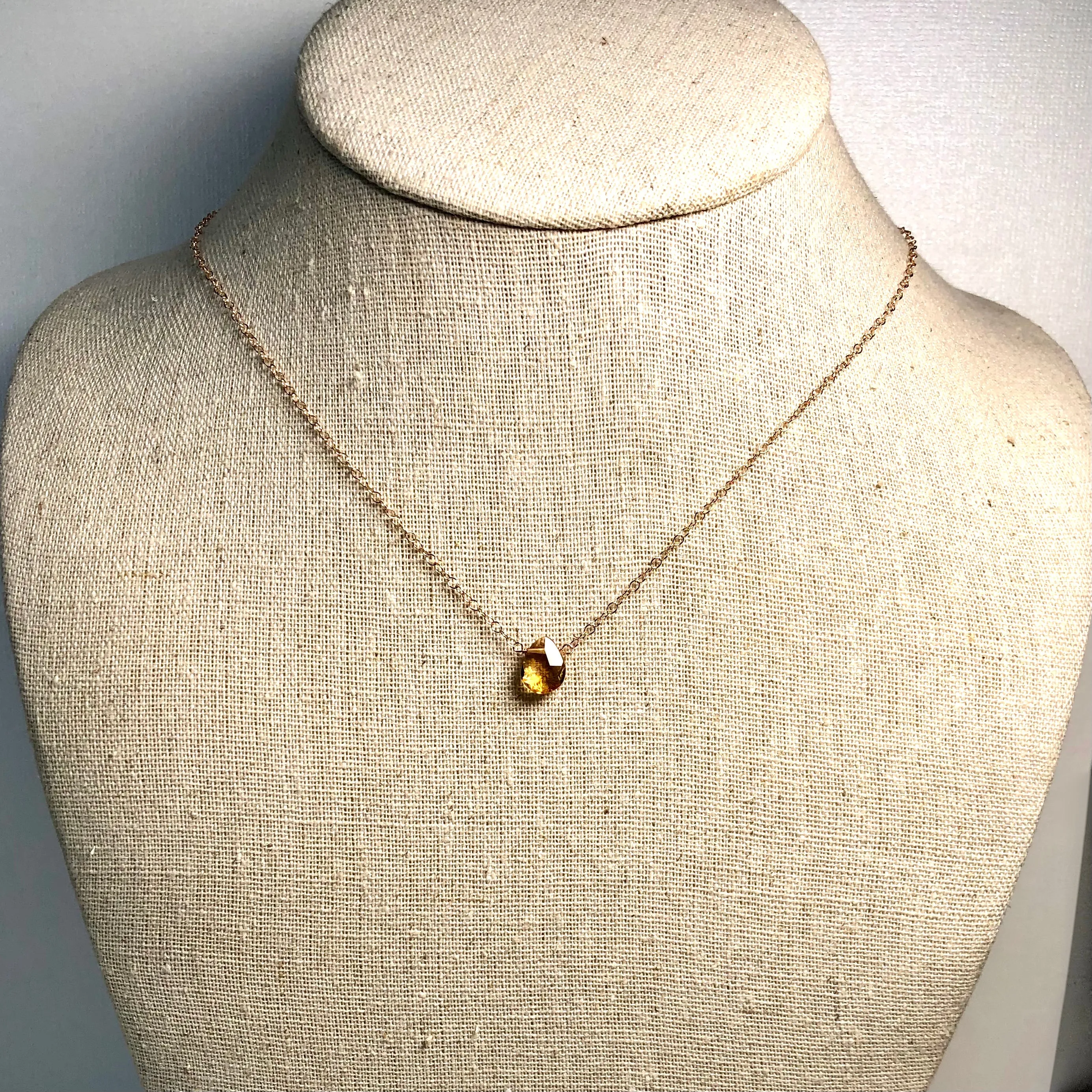 Citrine Stone Necklace - November Birthstone Necklace - Yellow Citrine Necklace