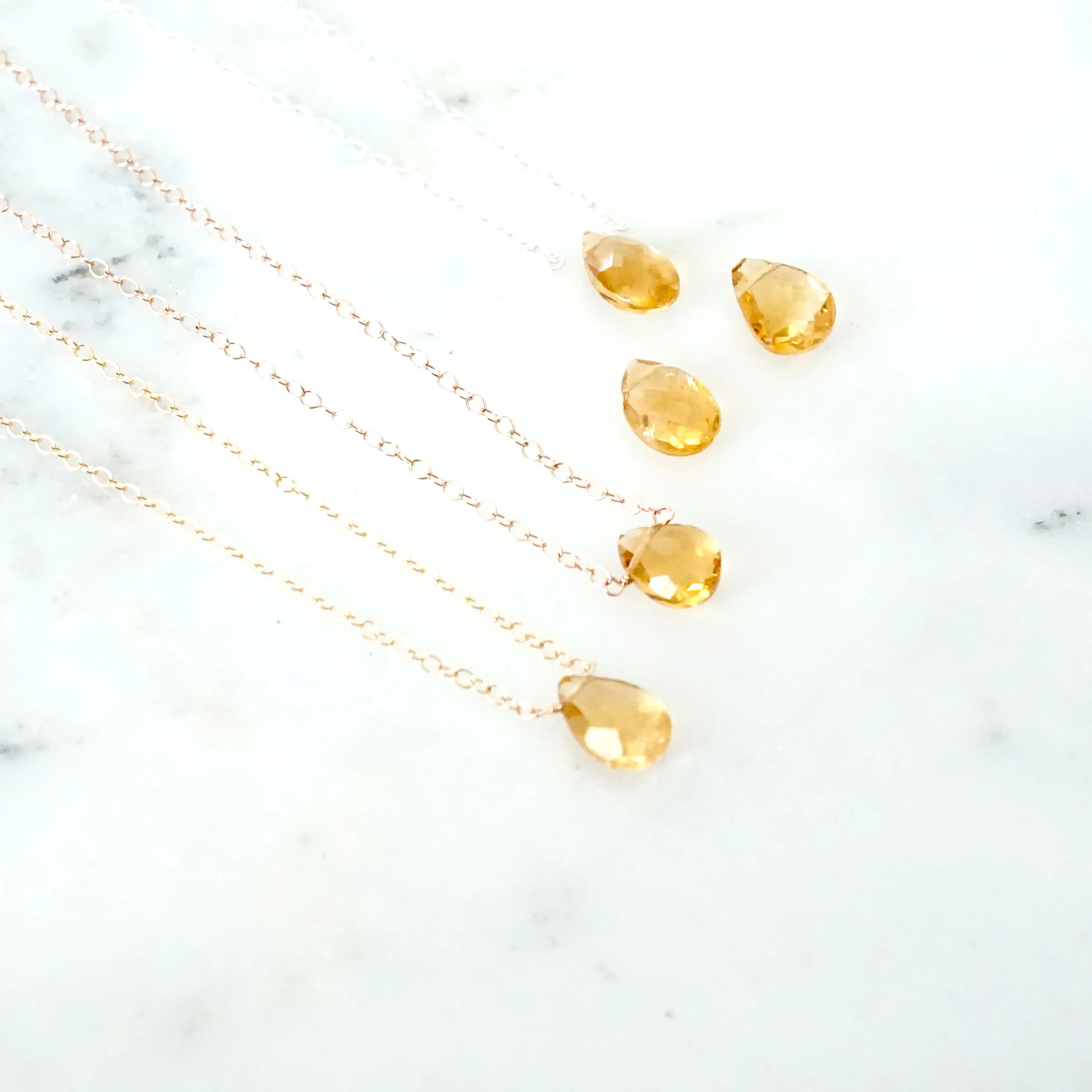 Citrine Stone Necklace - November Birthstone Necklace - Yellow Citrine Necklace