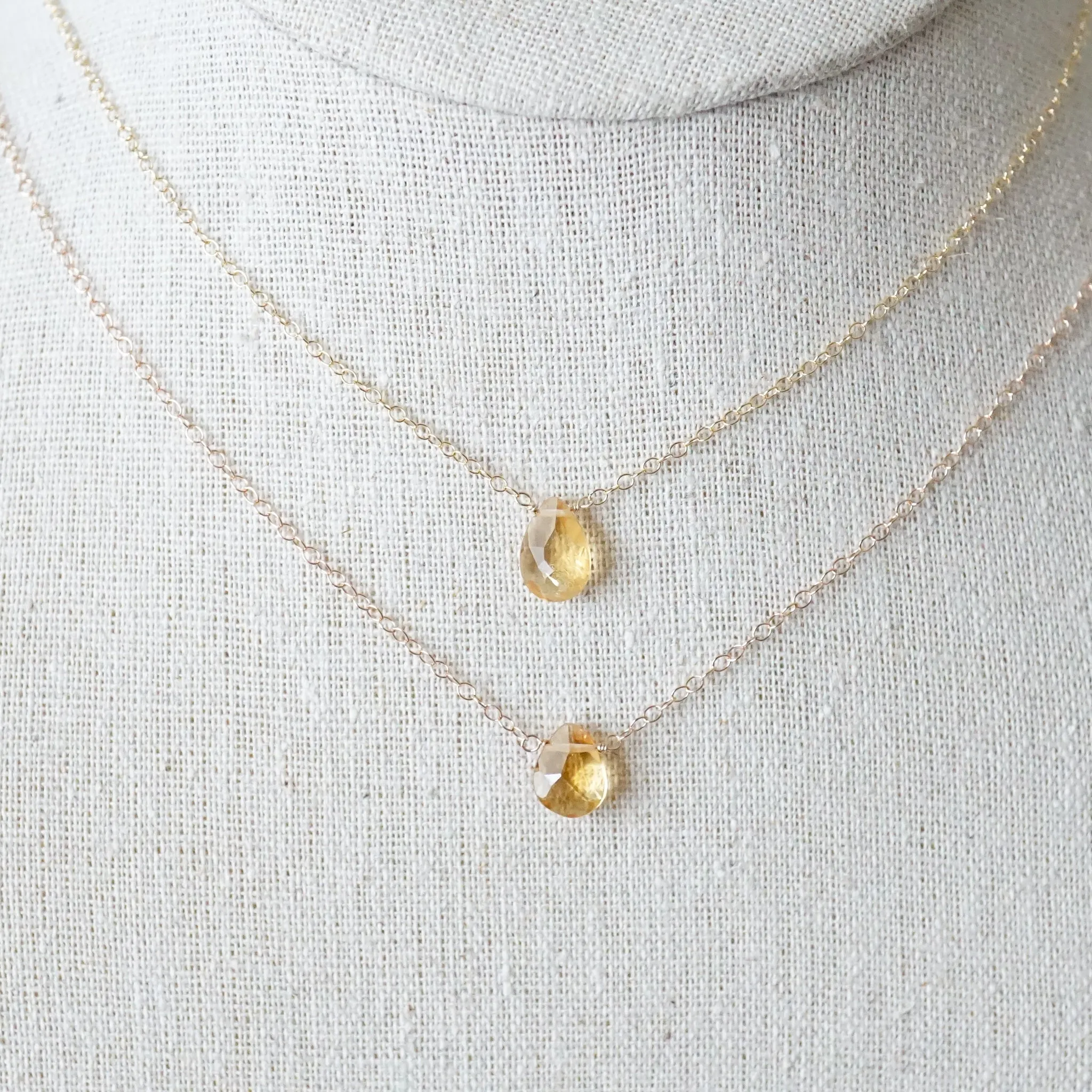 Citrine Stone Necklace - November Birthstone Necklace - Yellow Citrine Necklace