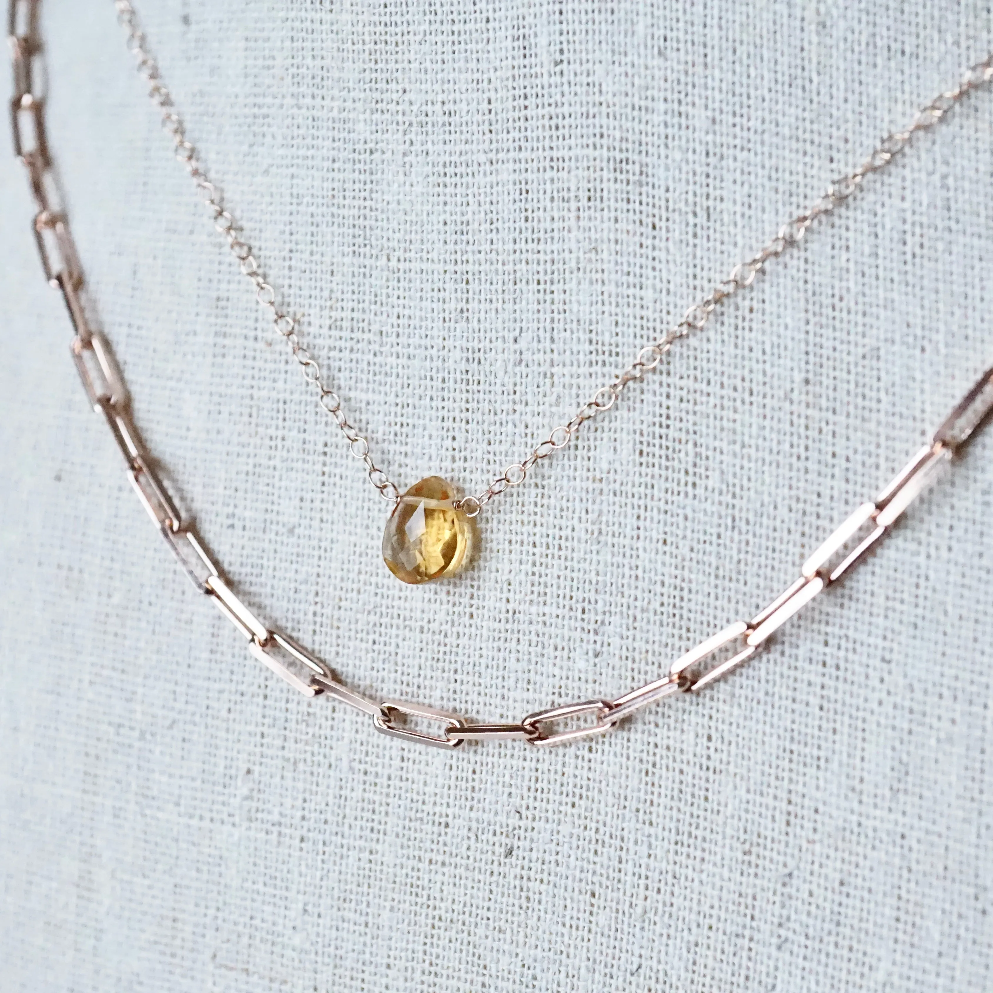 Citrine Stone Necklace - November Birthstone Necklace - Yellow Citrine Necklace