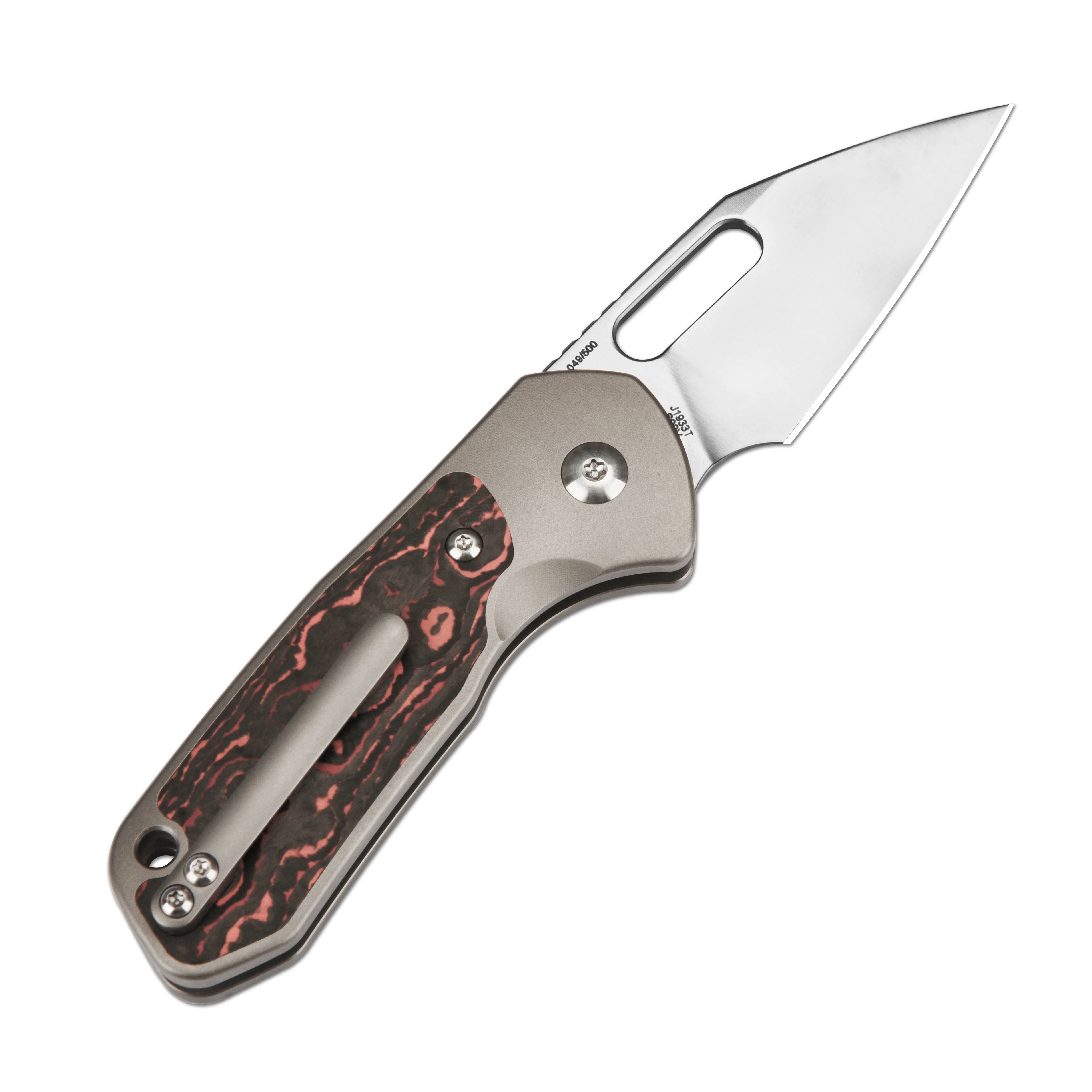 CJRB Mini Pyrite J1933 CPM S90V Blade Titanium and Fat Carbon Handle Folding Knives