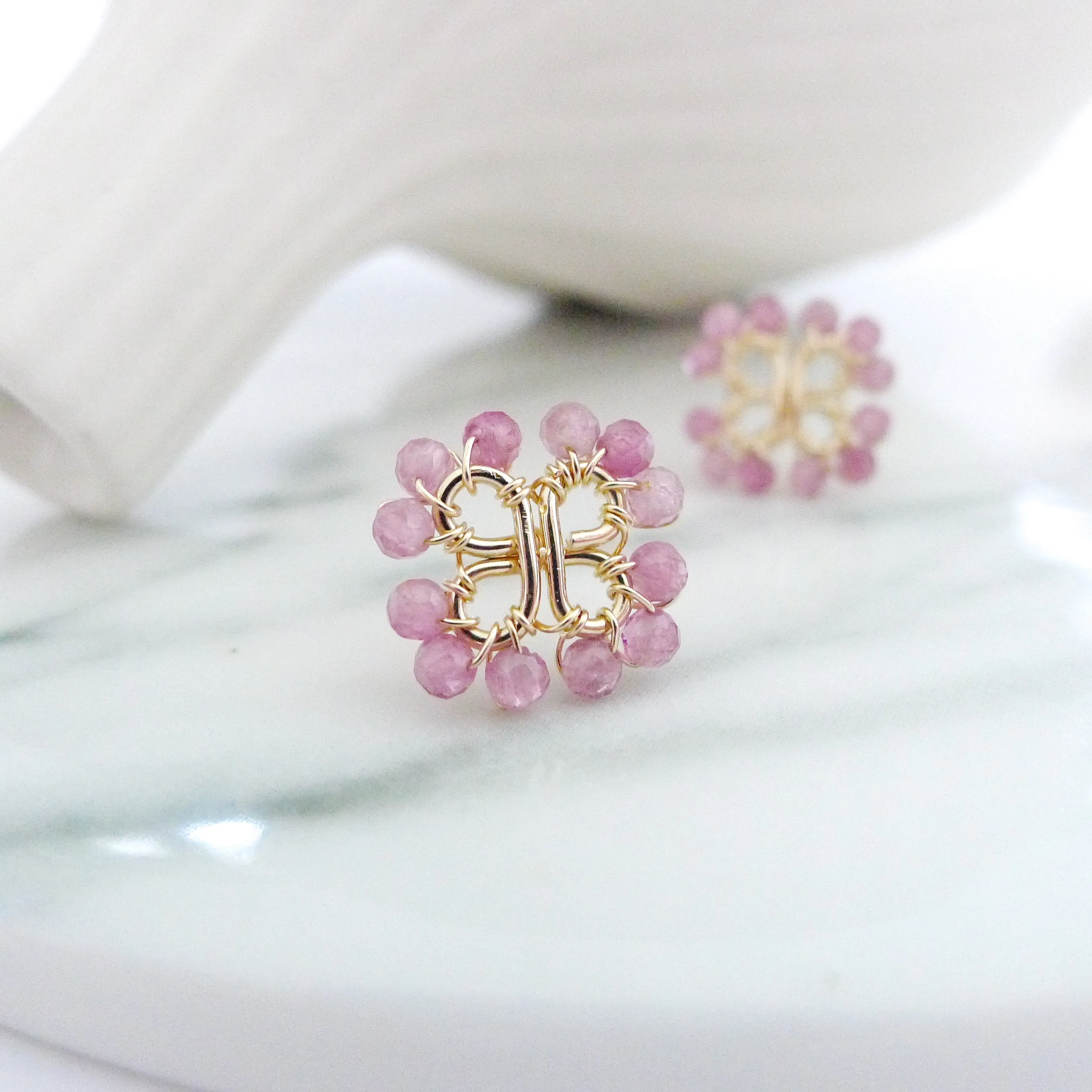 Clover Earstuds / Pink Tourmaline