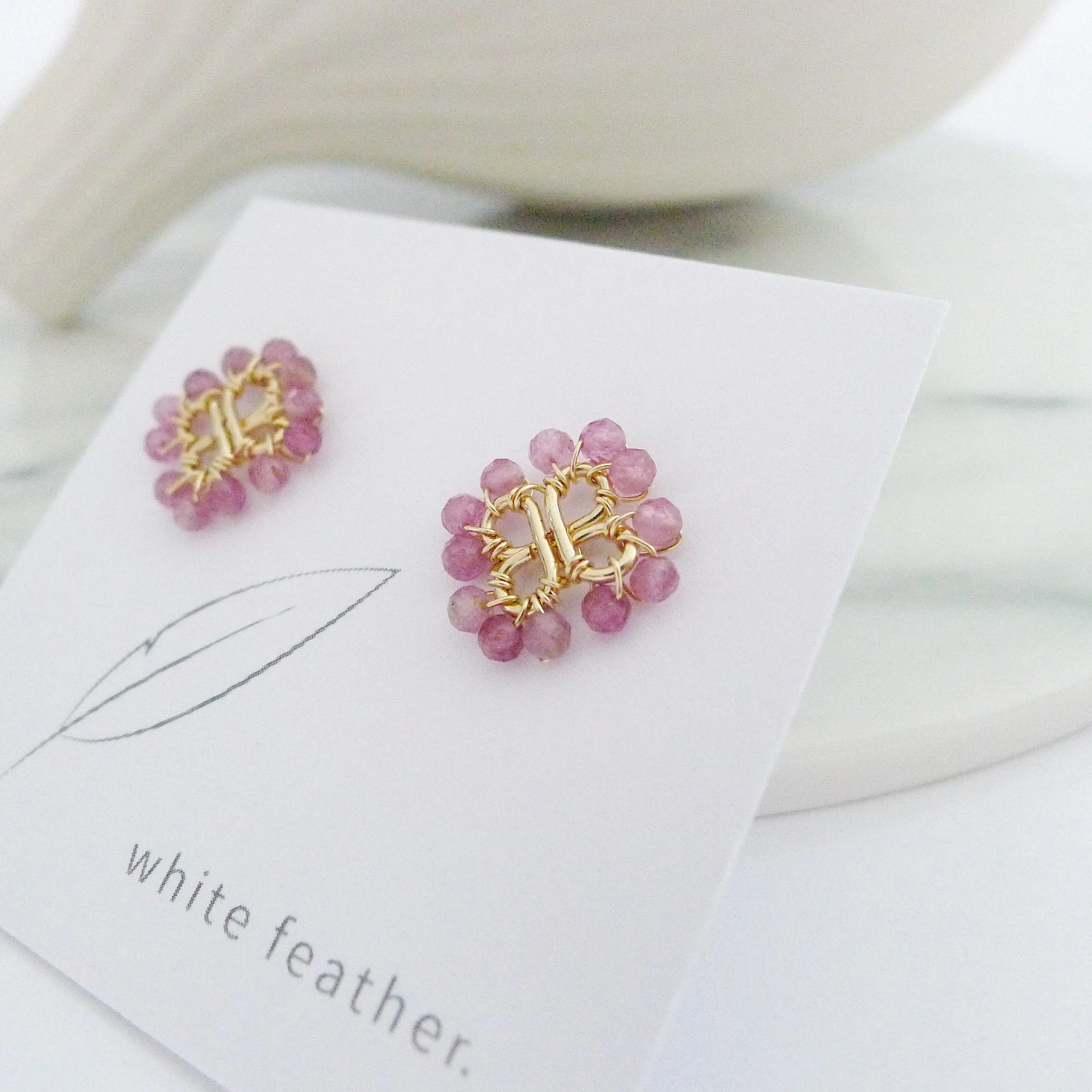 Clover Earstuds / Pink Tourmaline