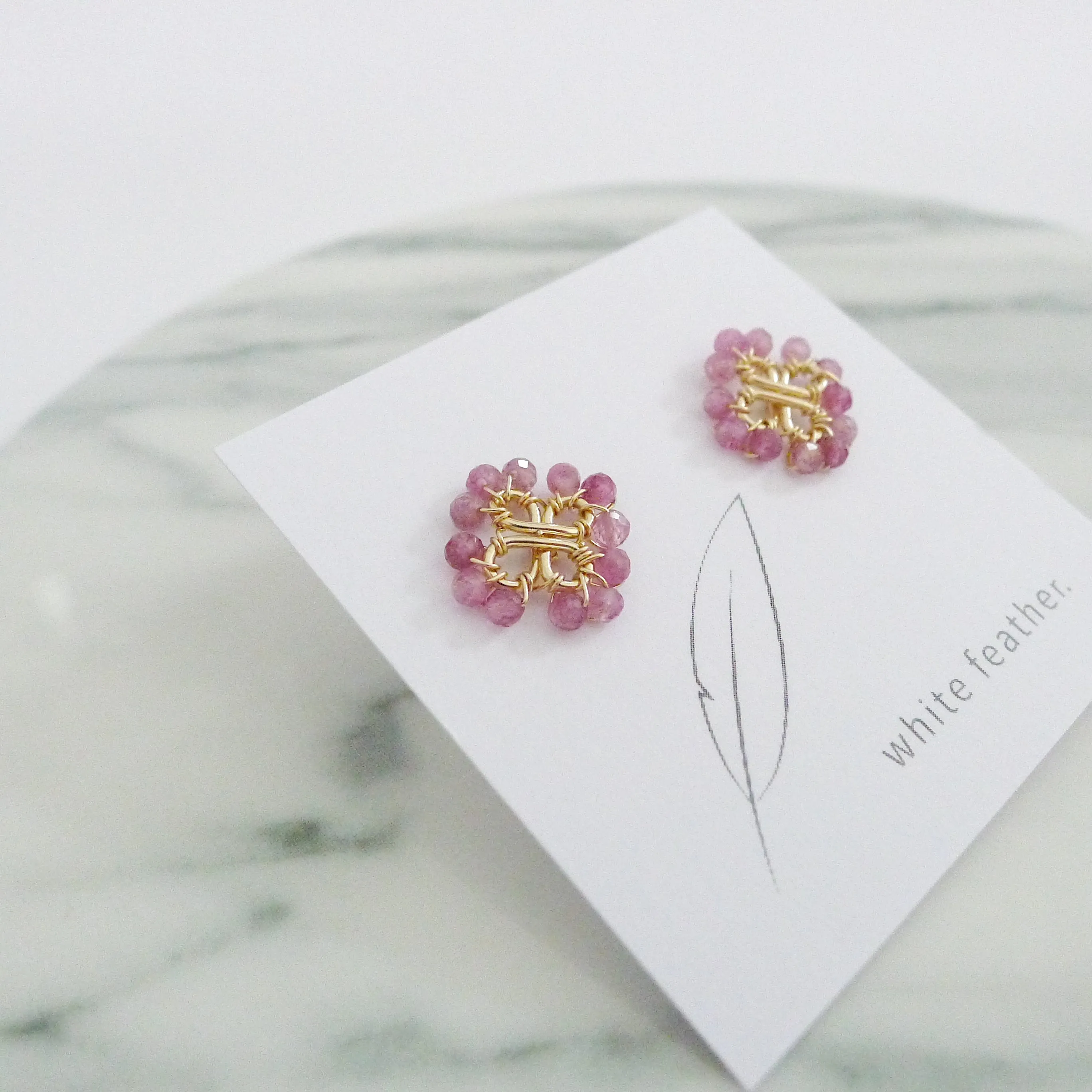 Clover Earstuds / Pink Tourmaline