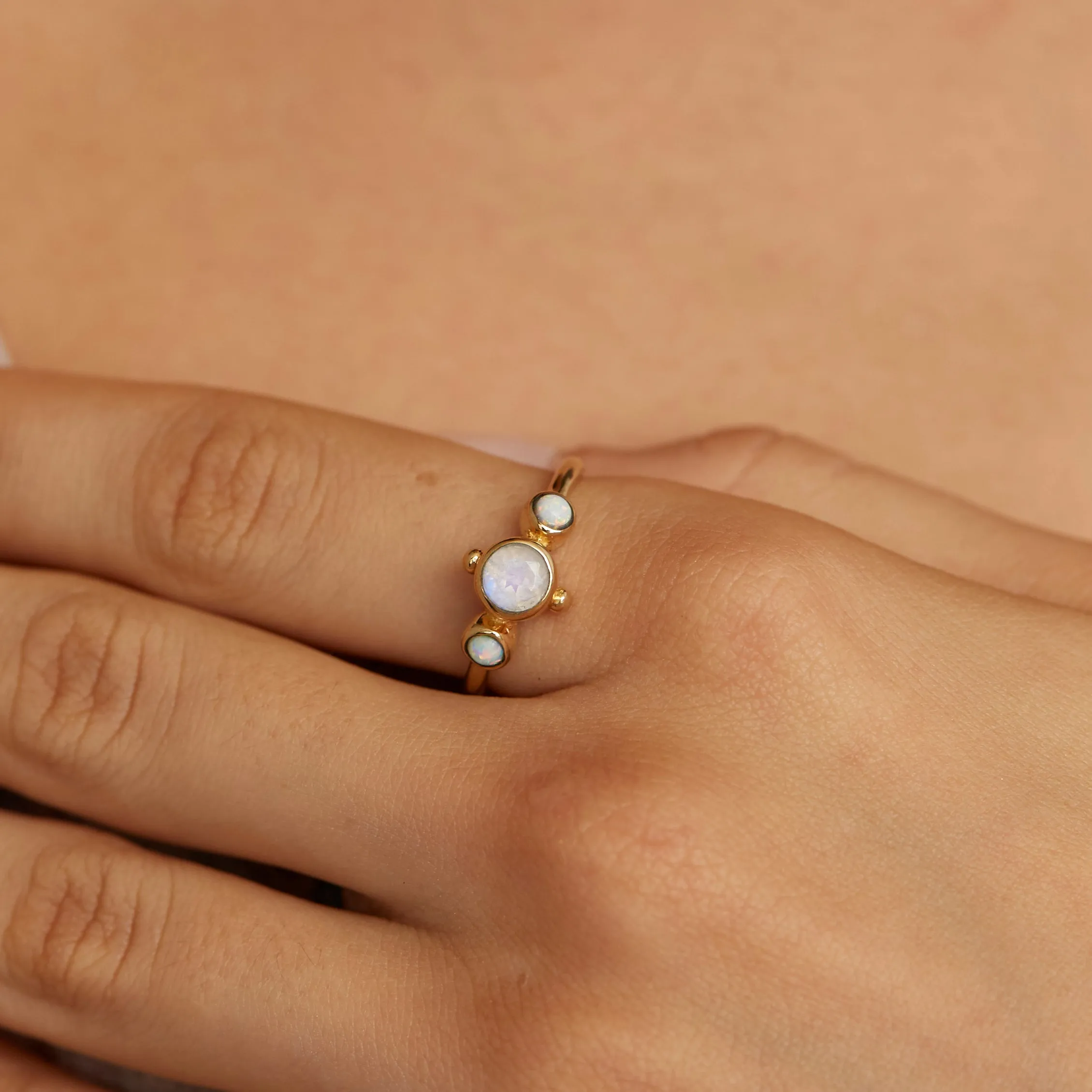 Cora Moonstone and Opal Gold Ring