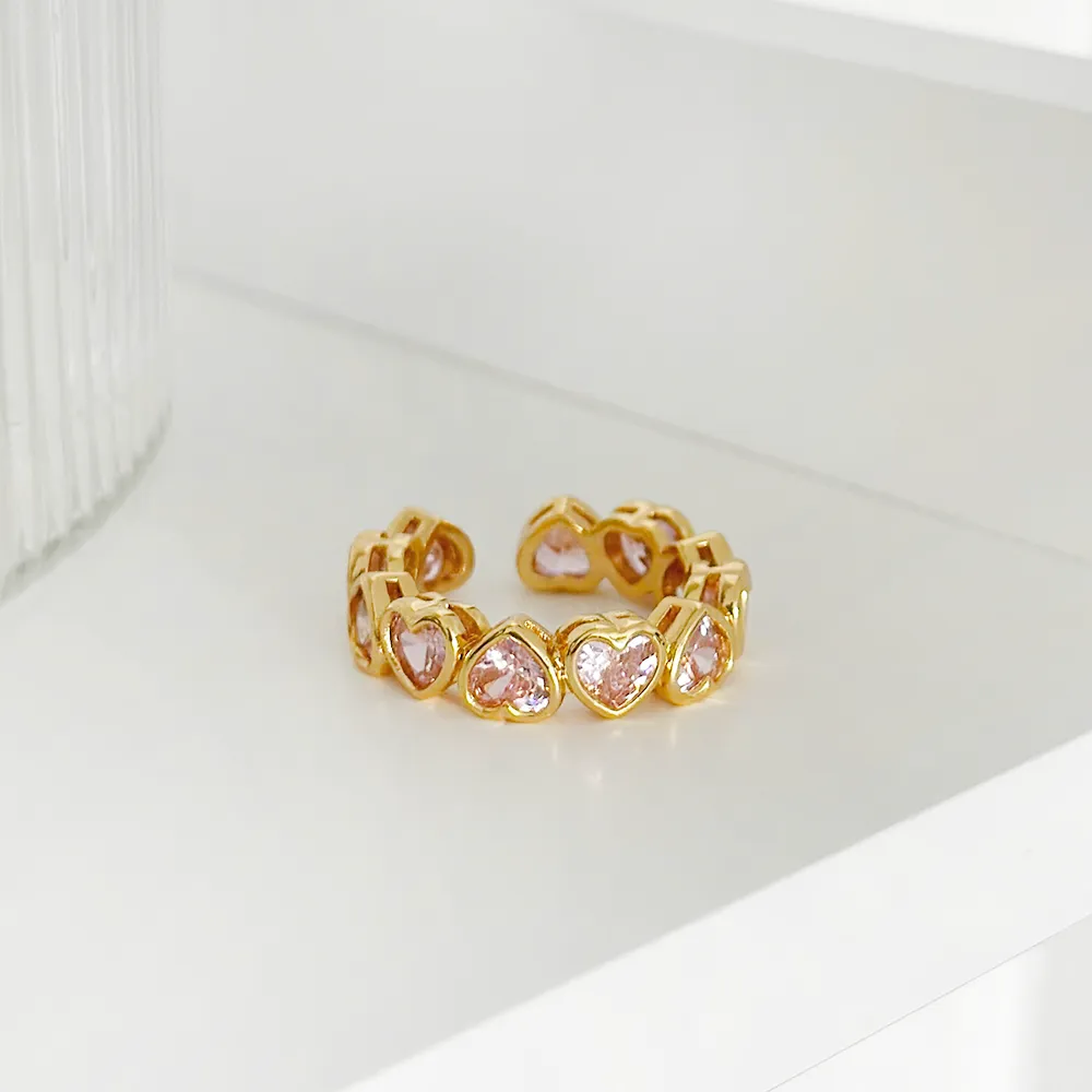 Crystal Heart Ring - Pink