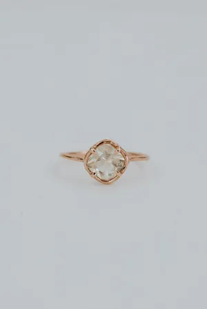 Cushion Cut Sun Stone Ring - 14K Rose Gold