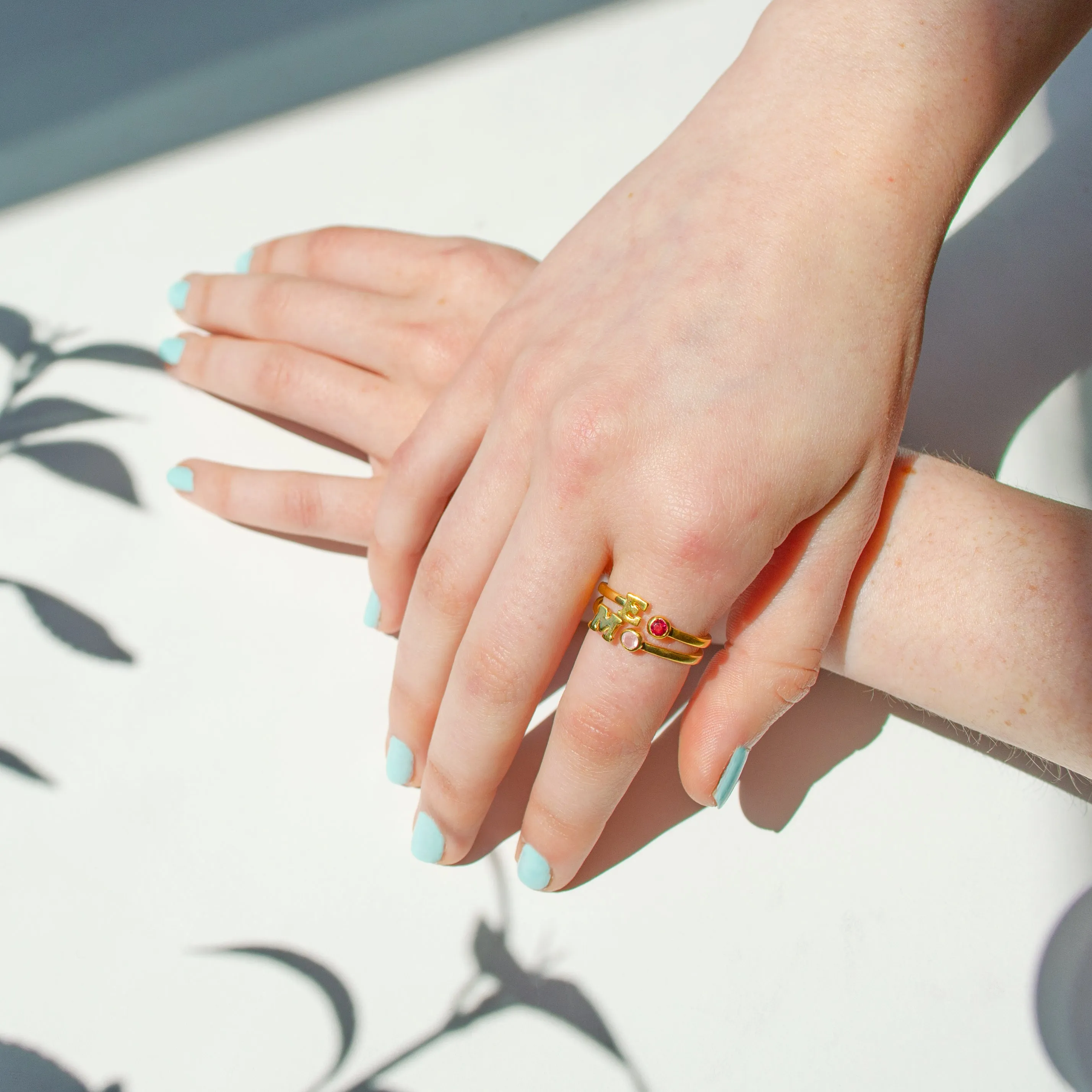 Custom Initial & Birthstone Ring