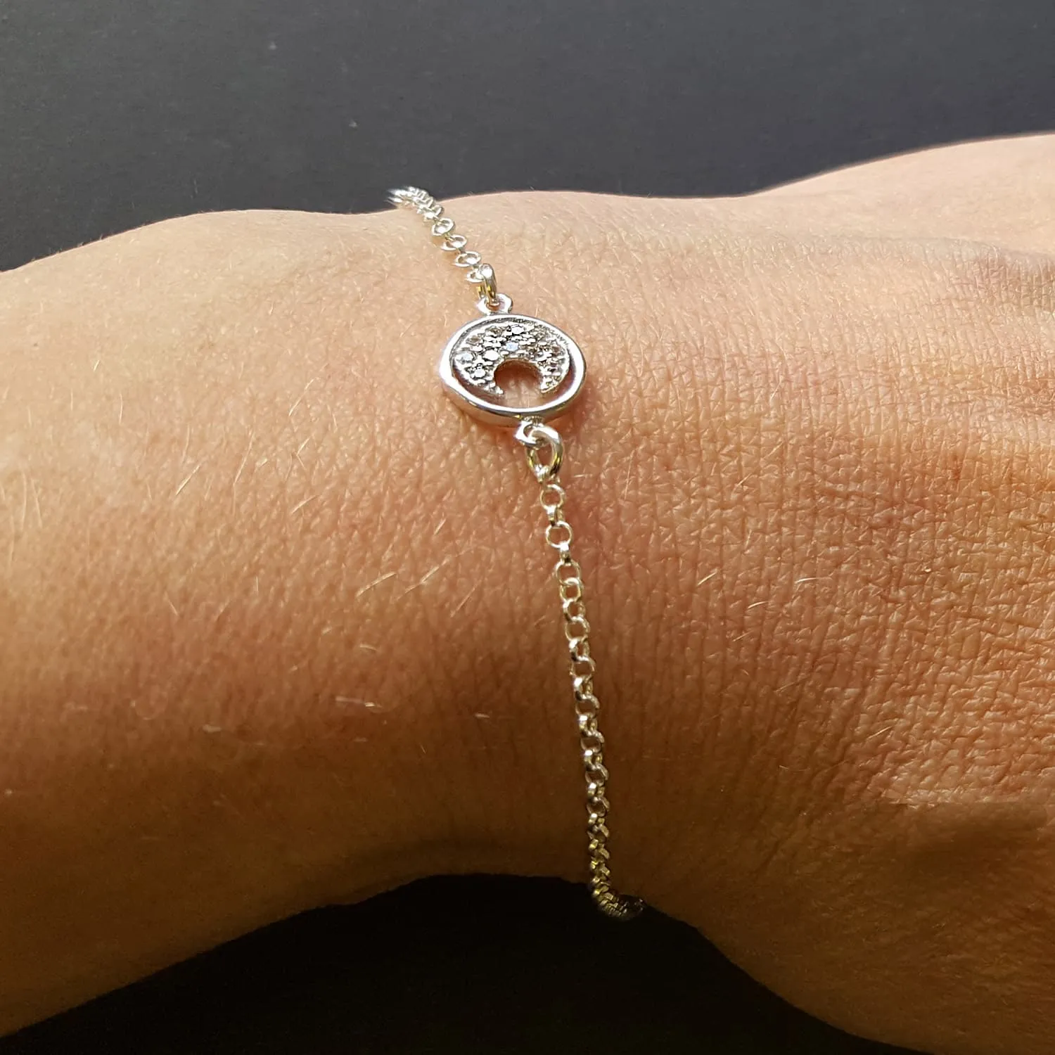 Dainty Solar Eclipse Moon Bracelet