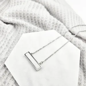 Dainty White Druzy Bar Necklace