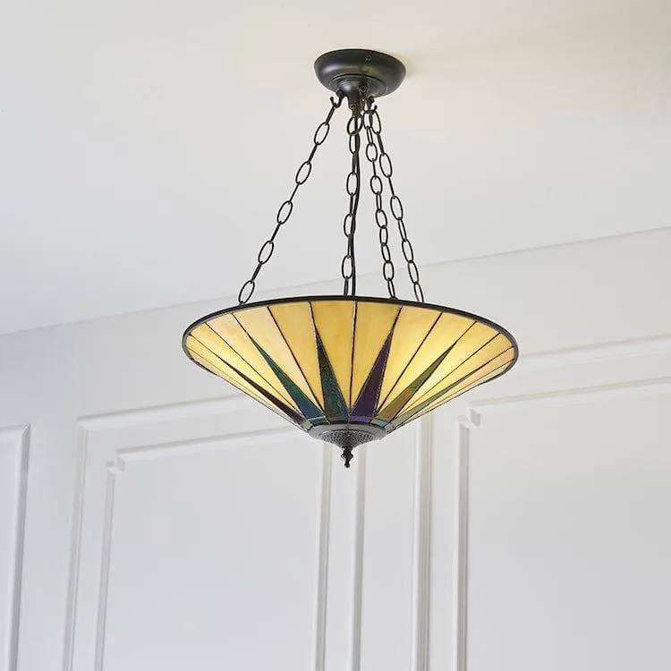 Dark Star Large Inverted Tiffany Ceiling Light